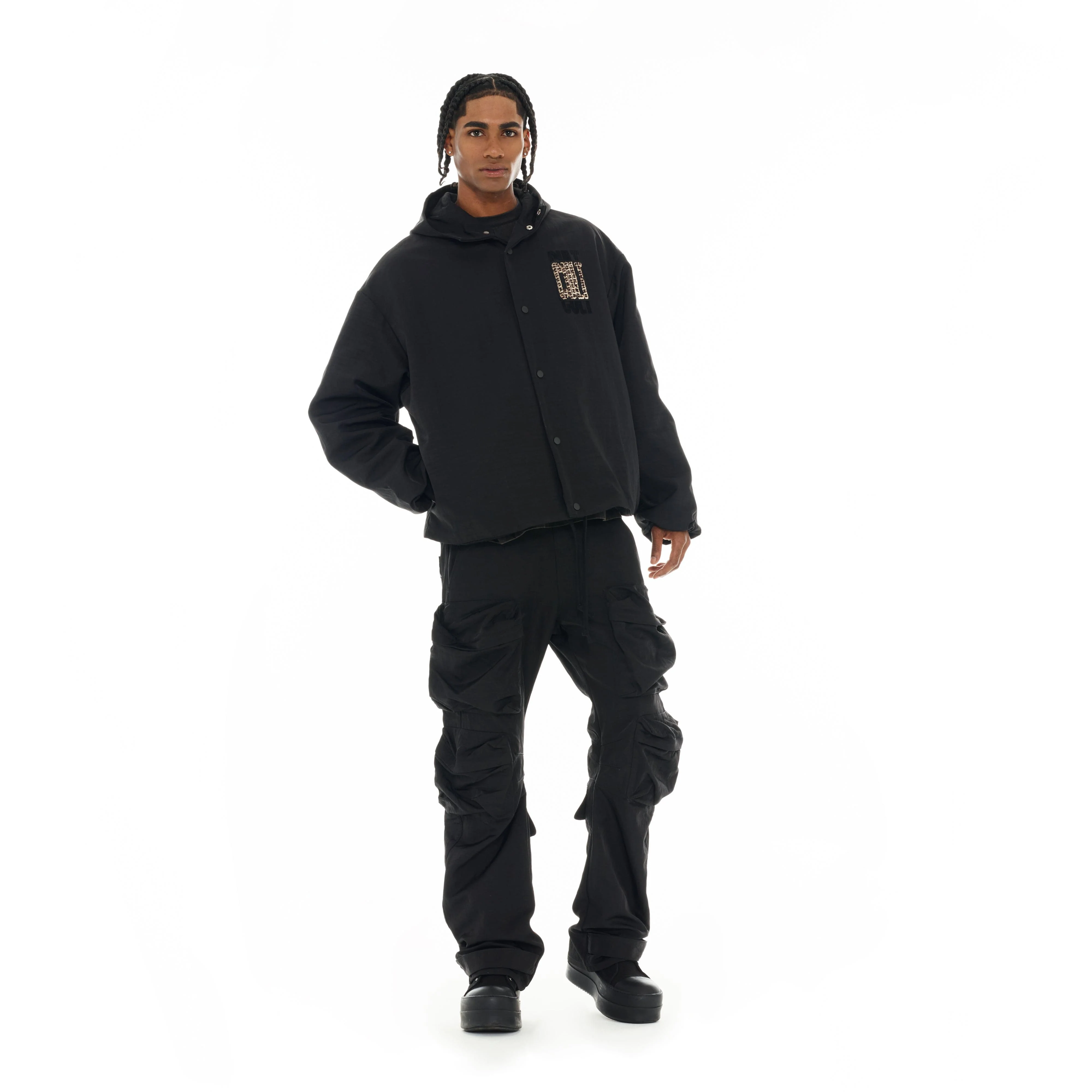 Cult's Oversized Coaches Jacket in Black Nylon - Image 5