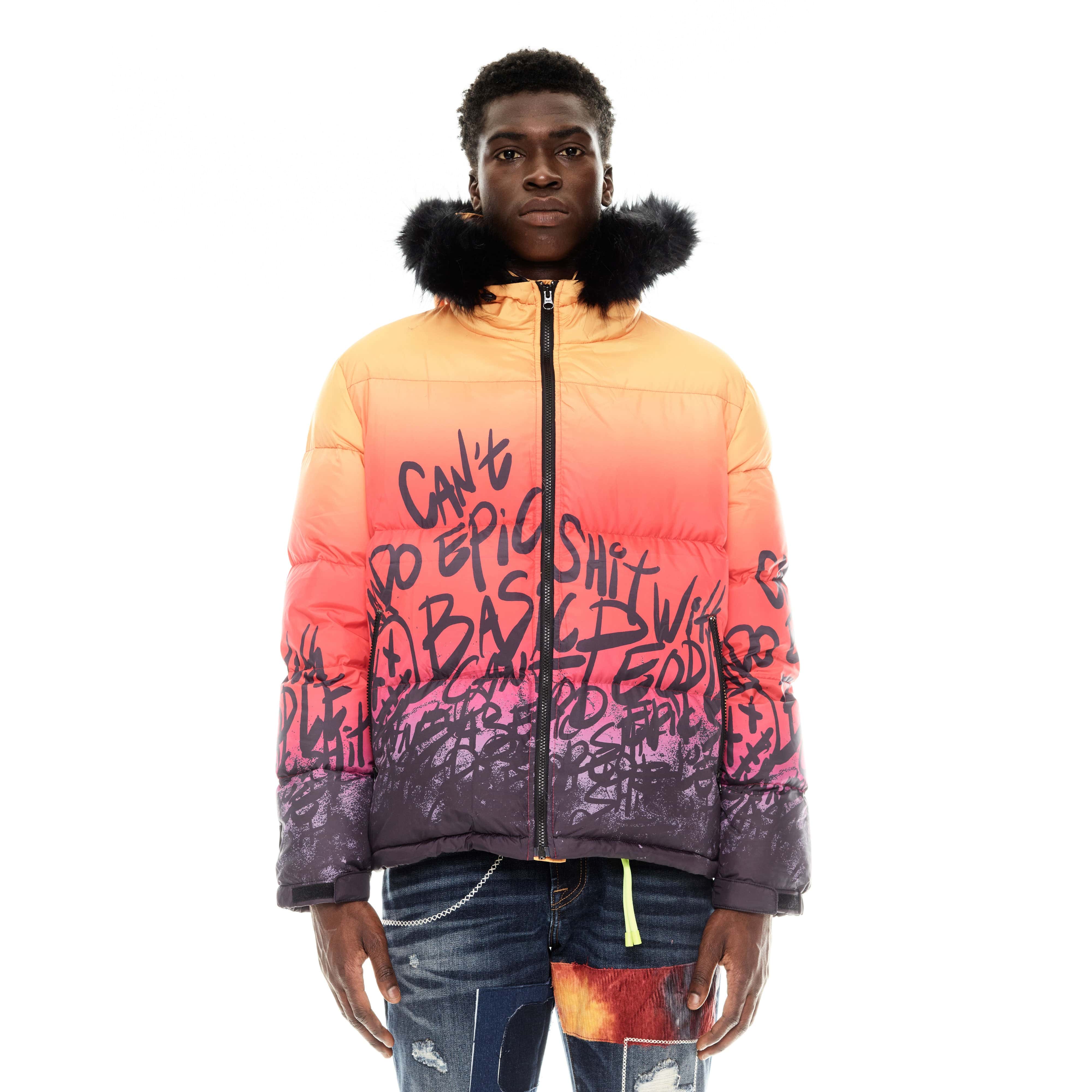 Cult's Puffer Jacket With Fur Hood in Sunburst - Image 2