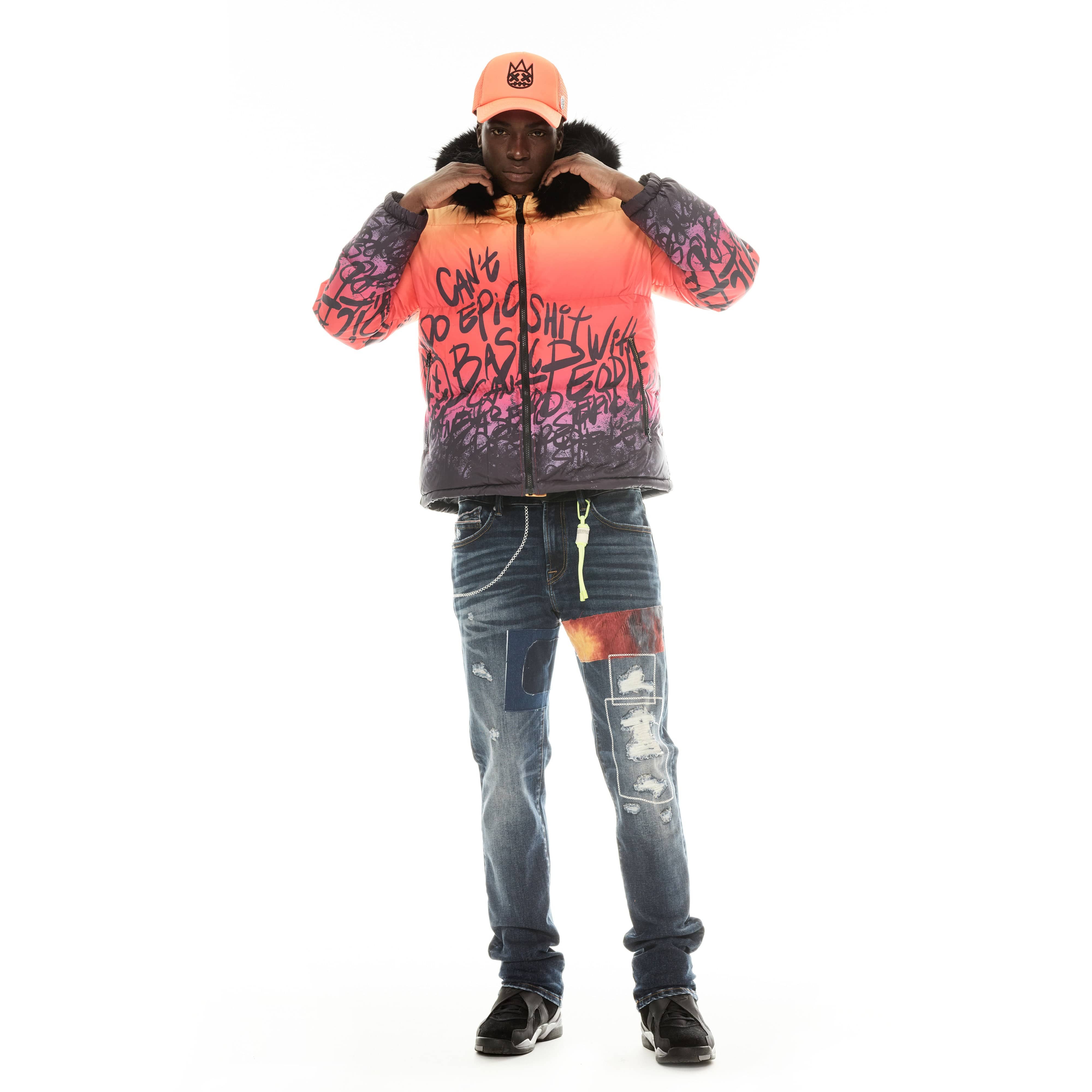 Cult's Puffer Jacket With Fur Hood in Sunburst - Image 3