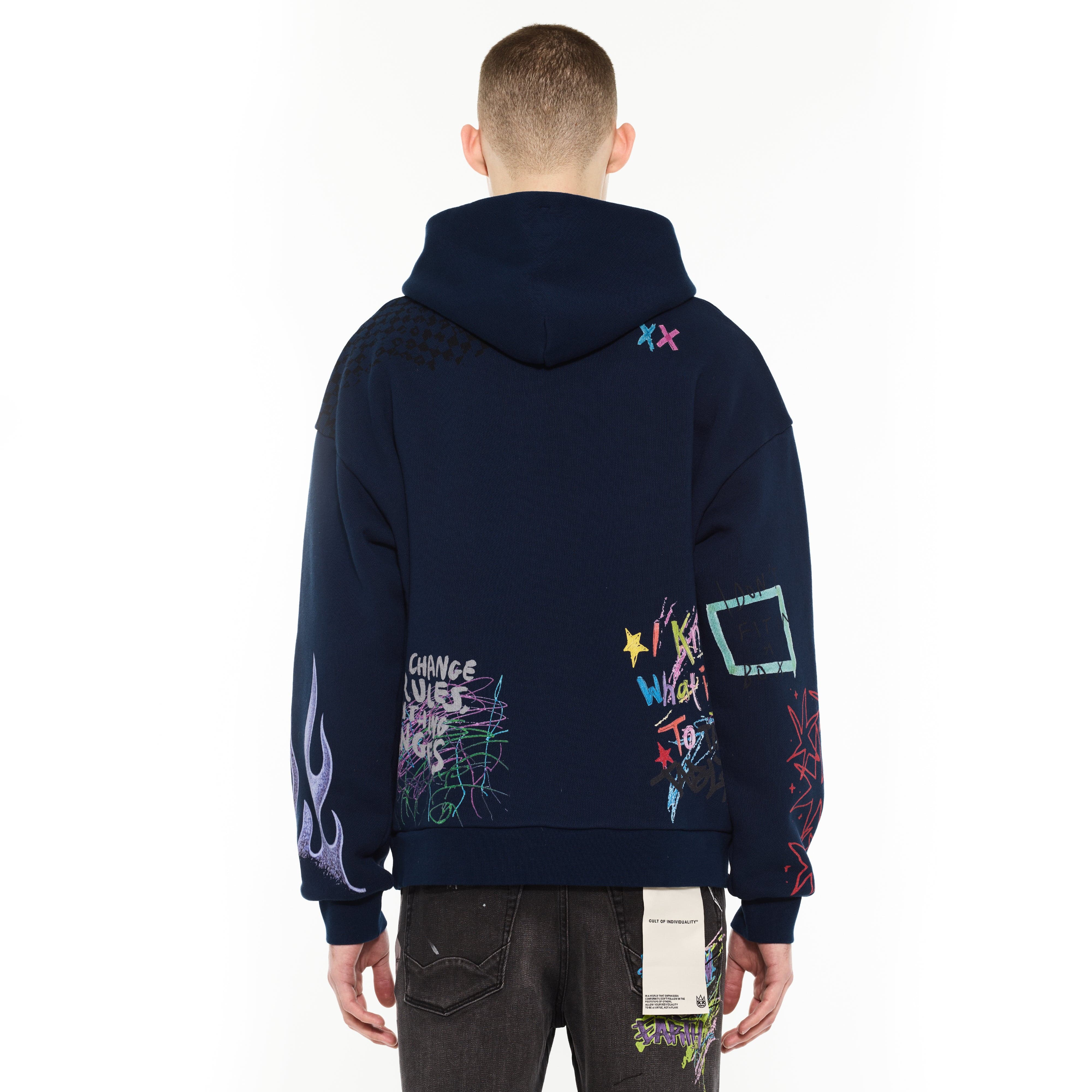 Cult's Pullover Novelty Hoody in Black - Image 4