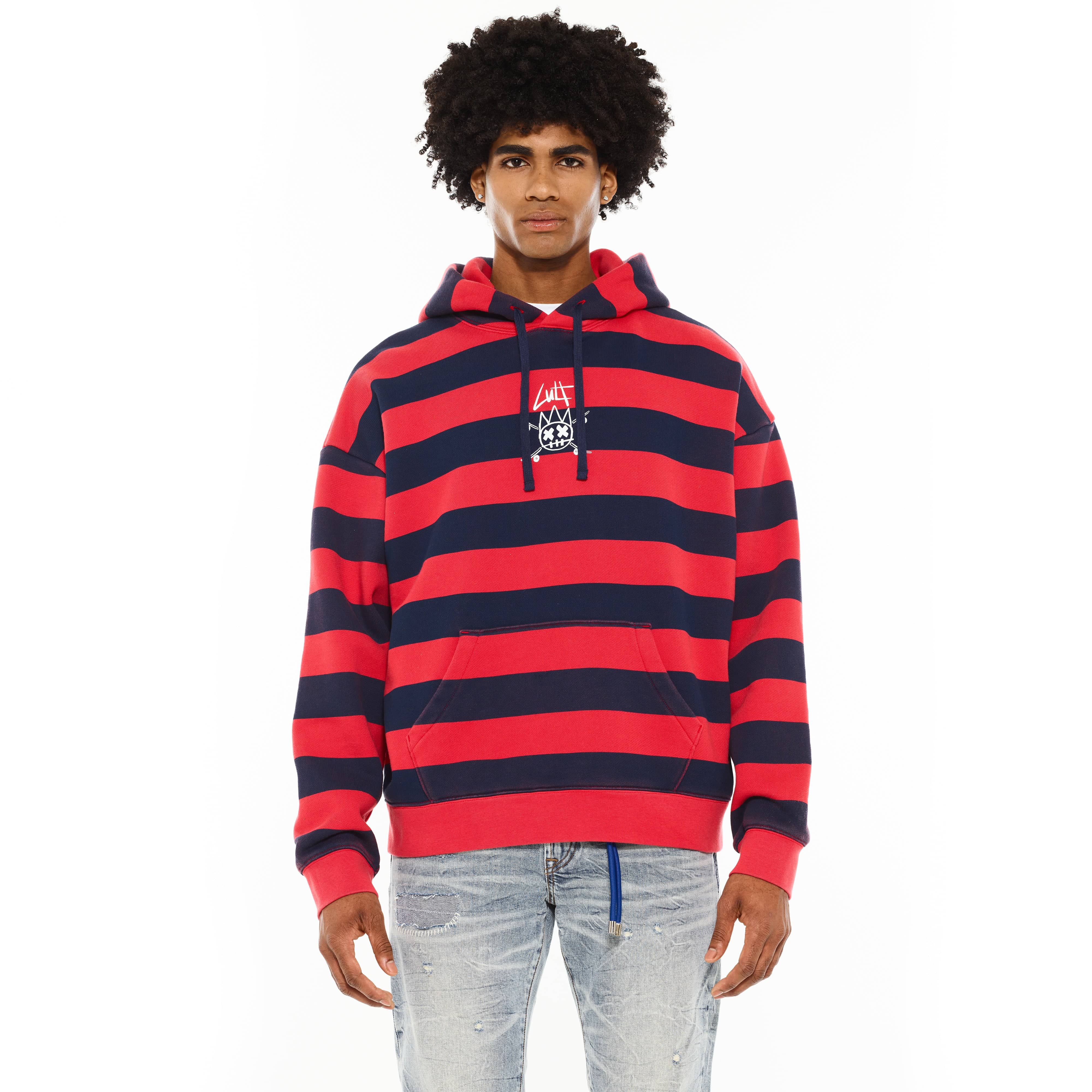 Cult's Pullover Novelty Hoody in Rouge Red / Midnight - Image 2