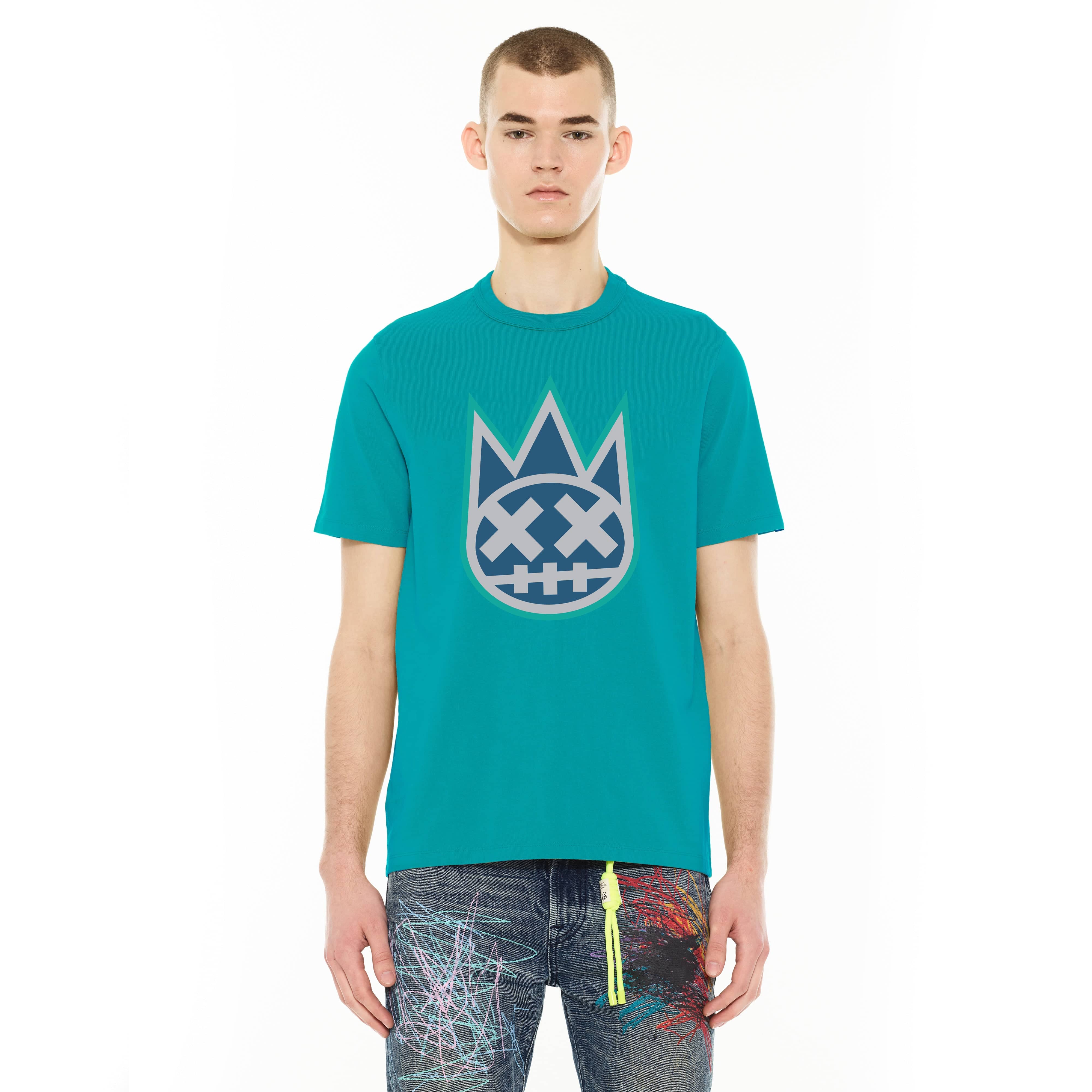 Cult's S/S Crew Neck Logo Tee in Blue Atoll