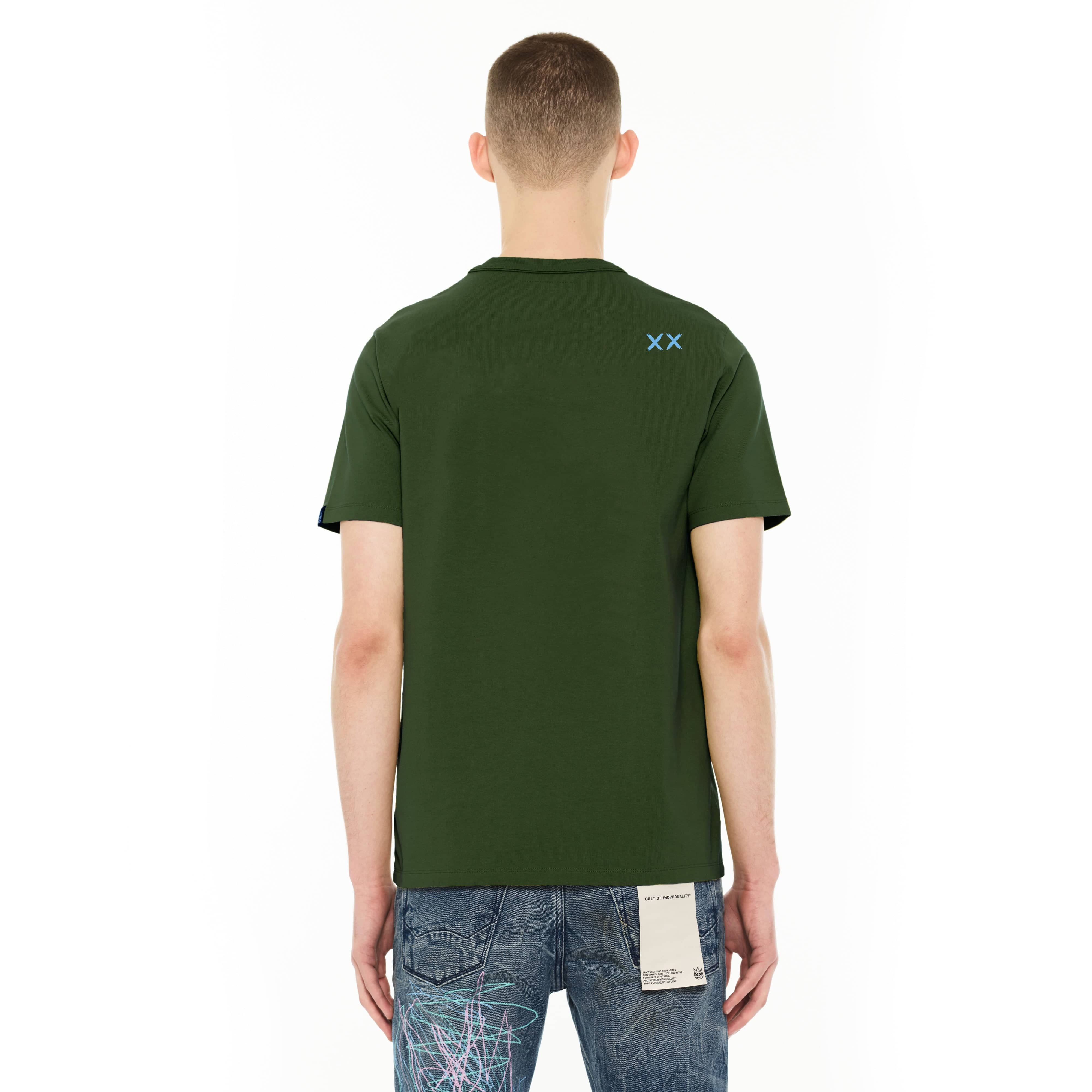 Cult's S/S Crew Neck Logo Tee in Frosty Spruce - Image 2
