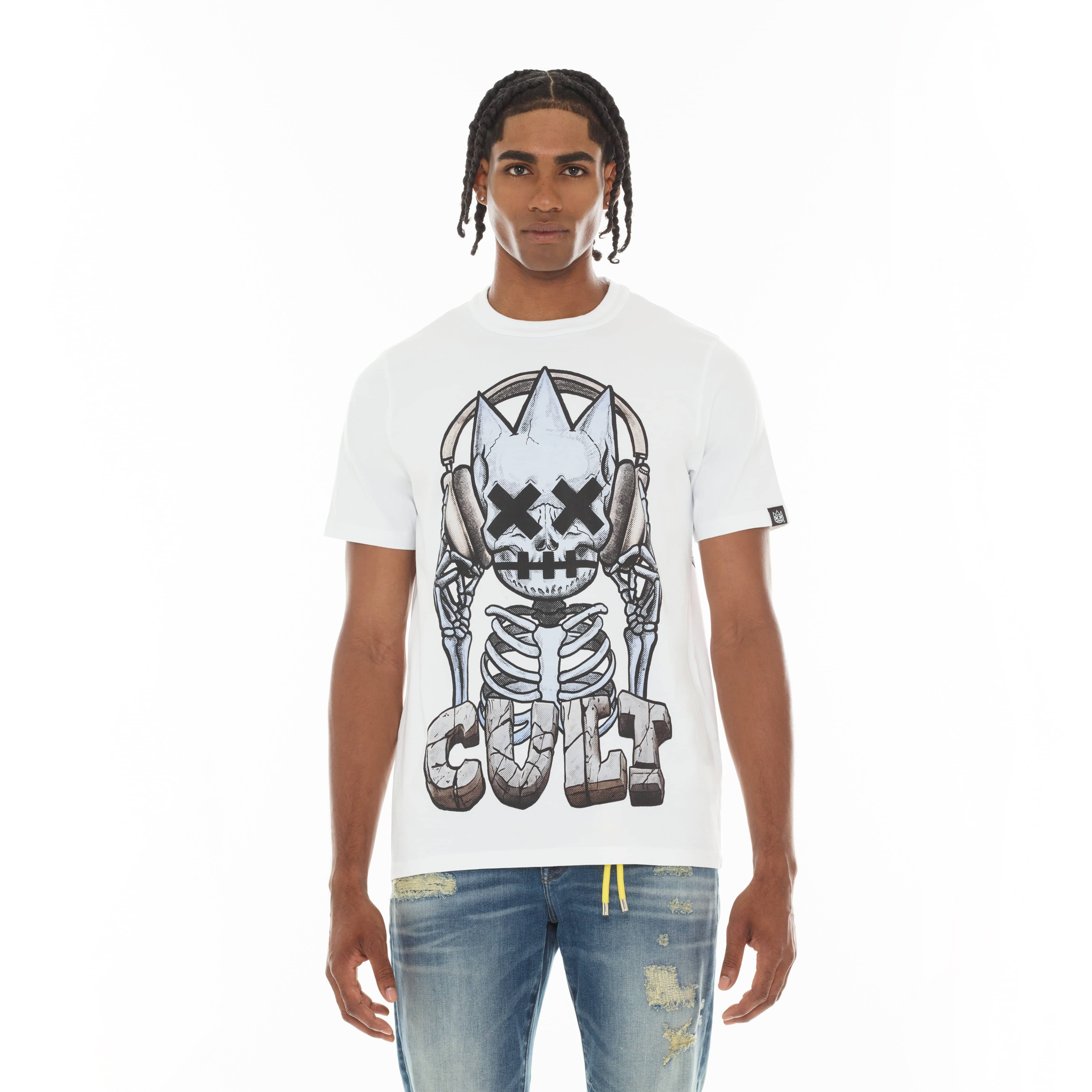 Cult's Short Sleeve Crew Neck Tee "Evolution" in White - Image 2