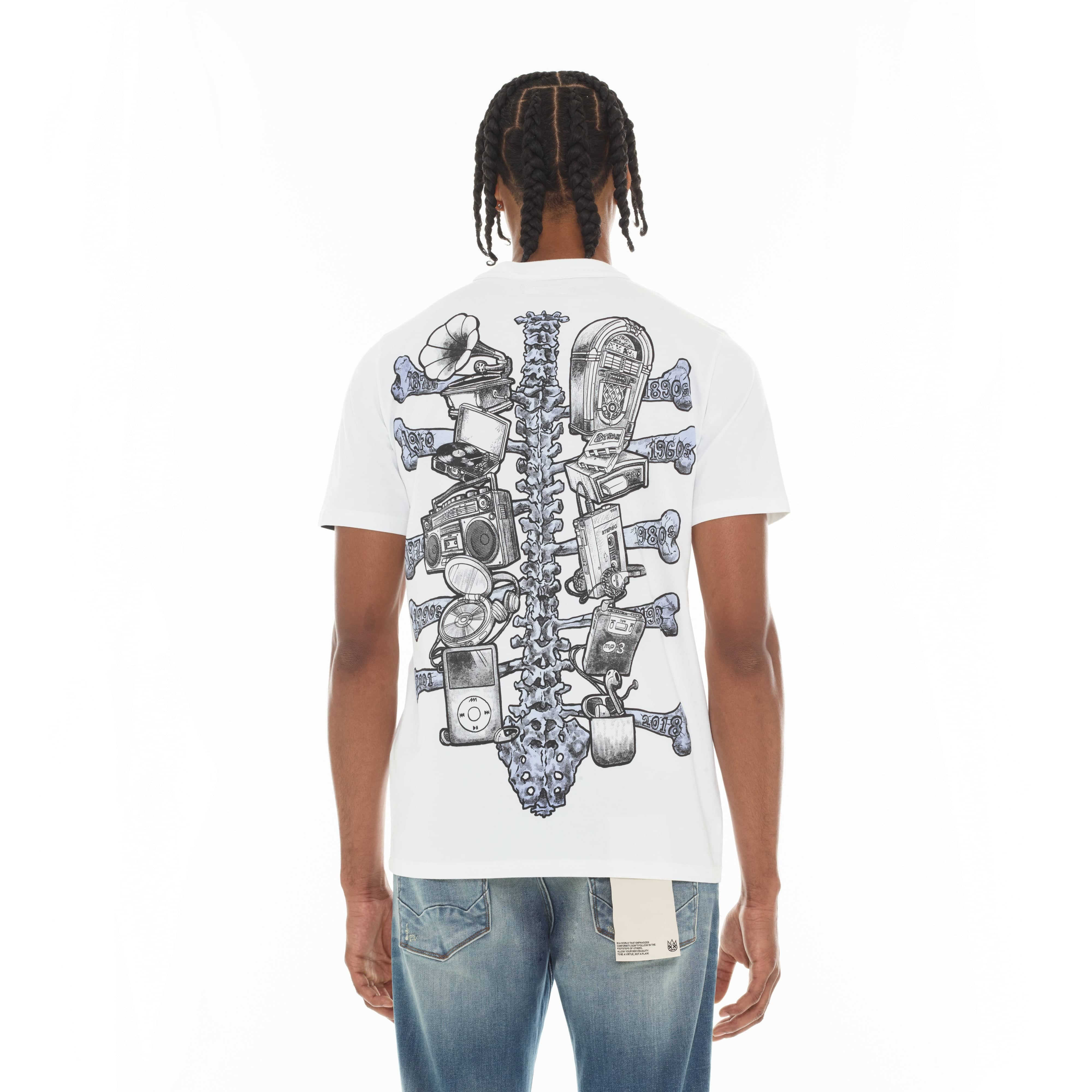 Cult's Short Sleeve Crew Neck Tee "Evolution" in White - Image 3