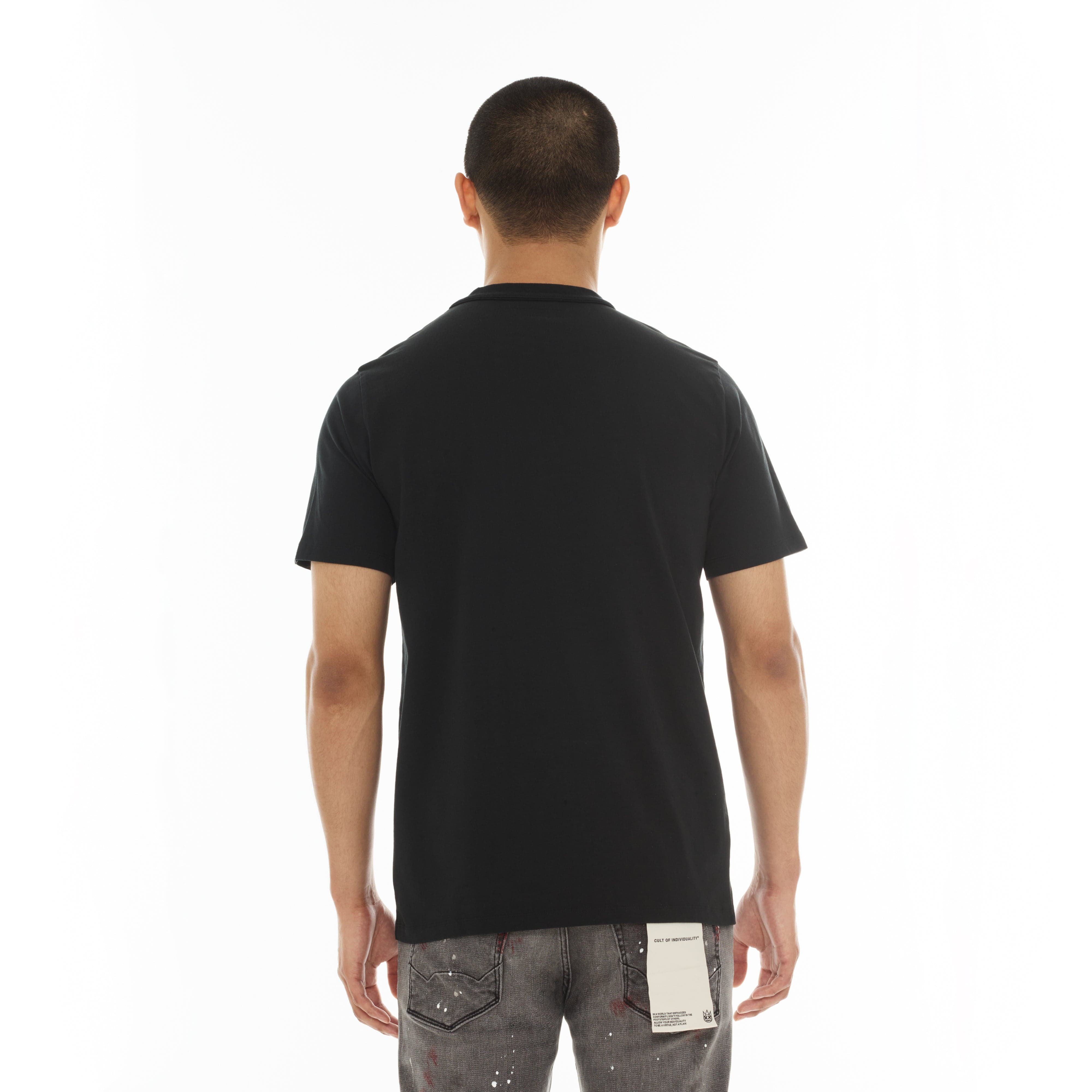 Cult's Short Sleeve Crew Neck Tee "You Fear Death, But Don’t Live" in Black - Image 3
