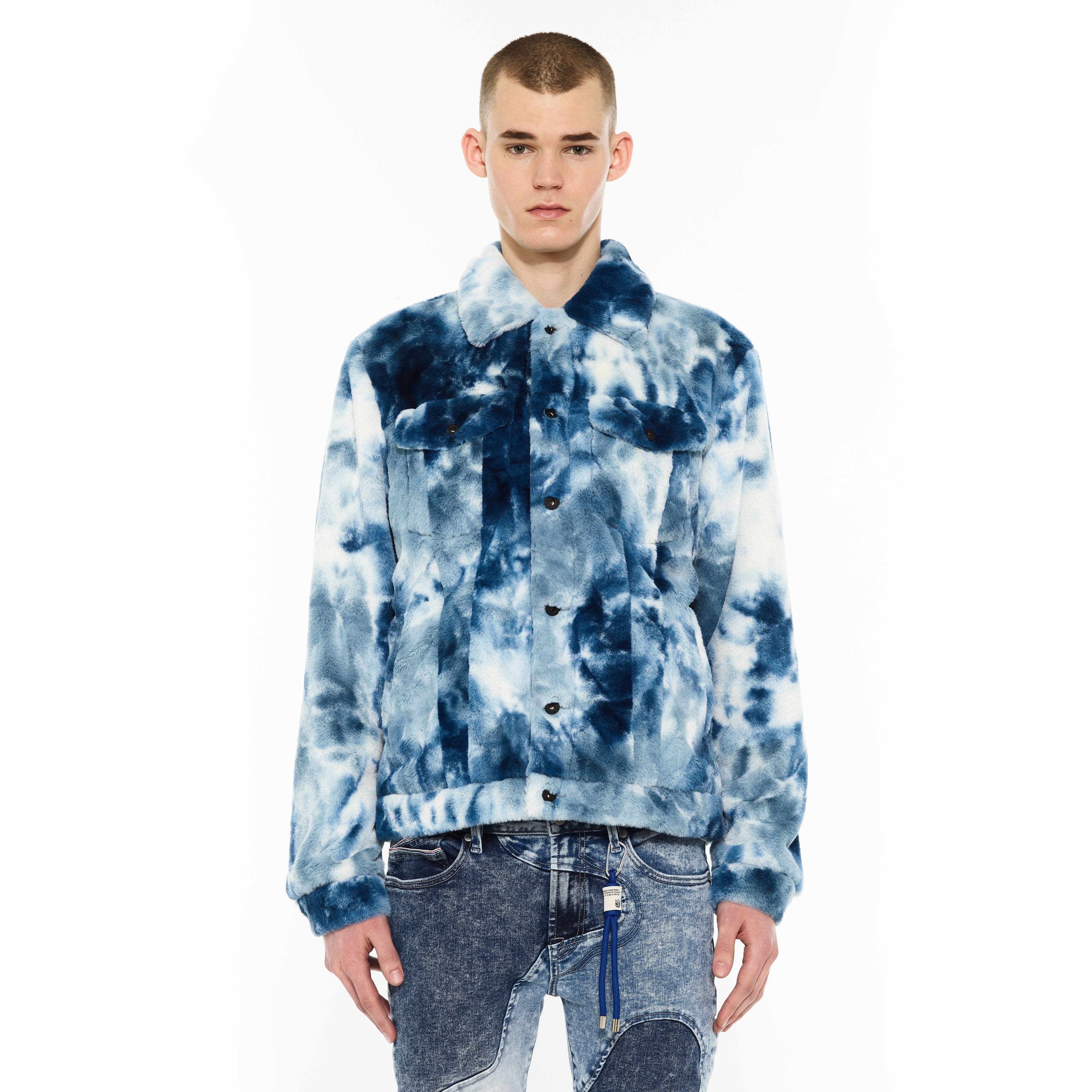 Cult's Type II Polar Fleece Jacket in Navy Faux Fur - Image 2