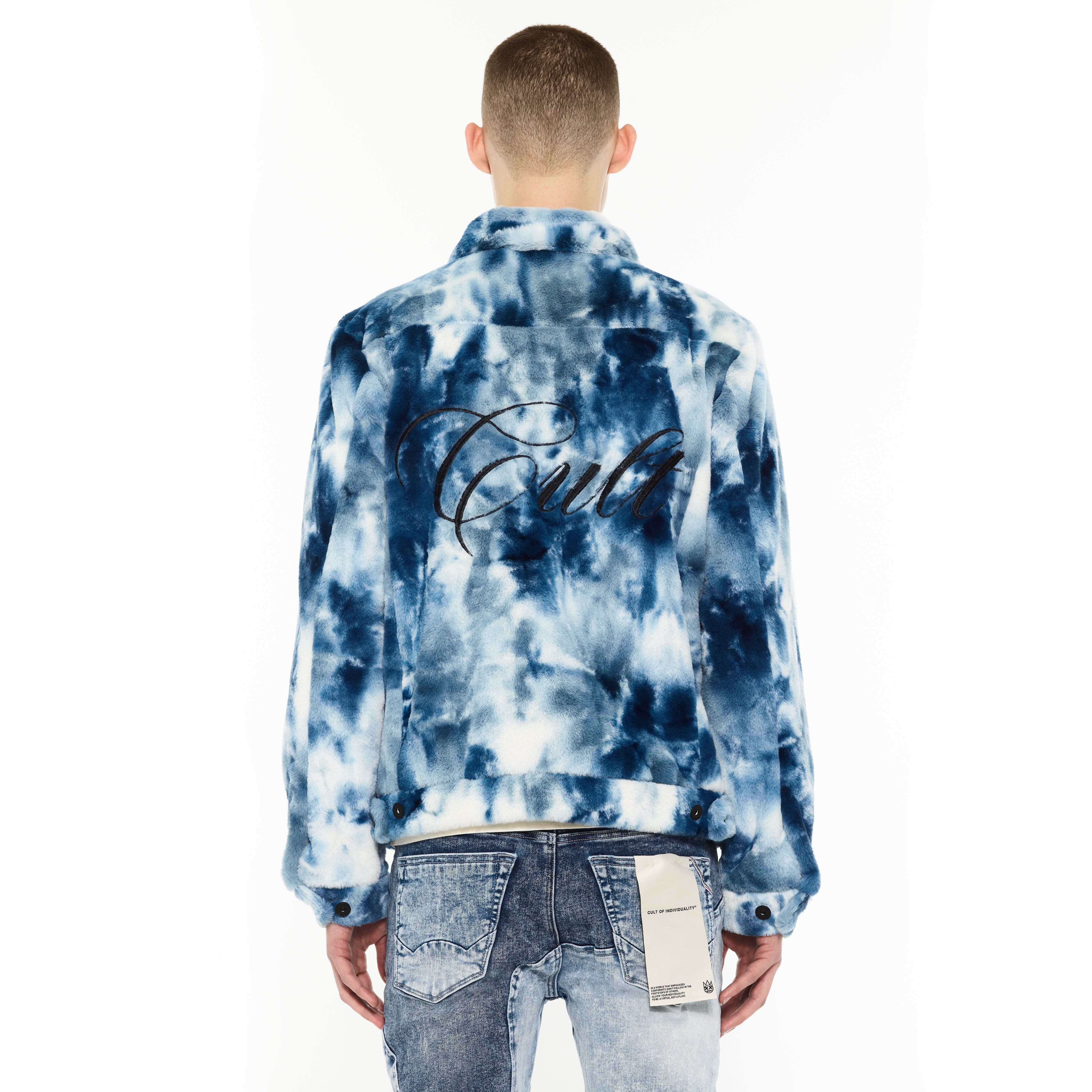 Cult's Type II Polar Fleece Jacket in Navy Faux Fur - Image 3