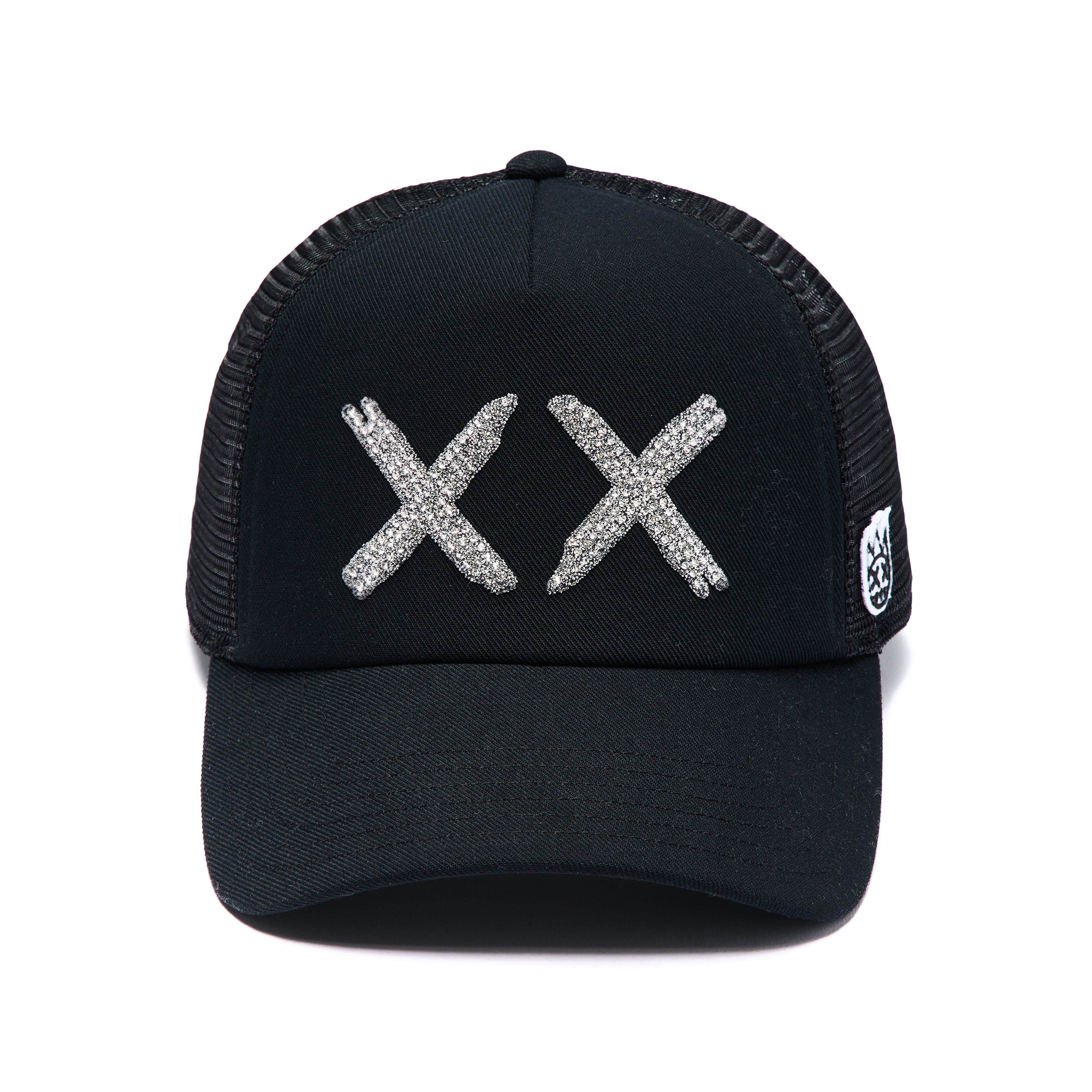 Cult's White Crystals Mesh Trucker Hat "XX" Logo In Black/White