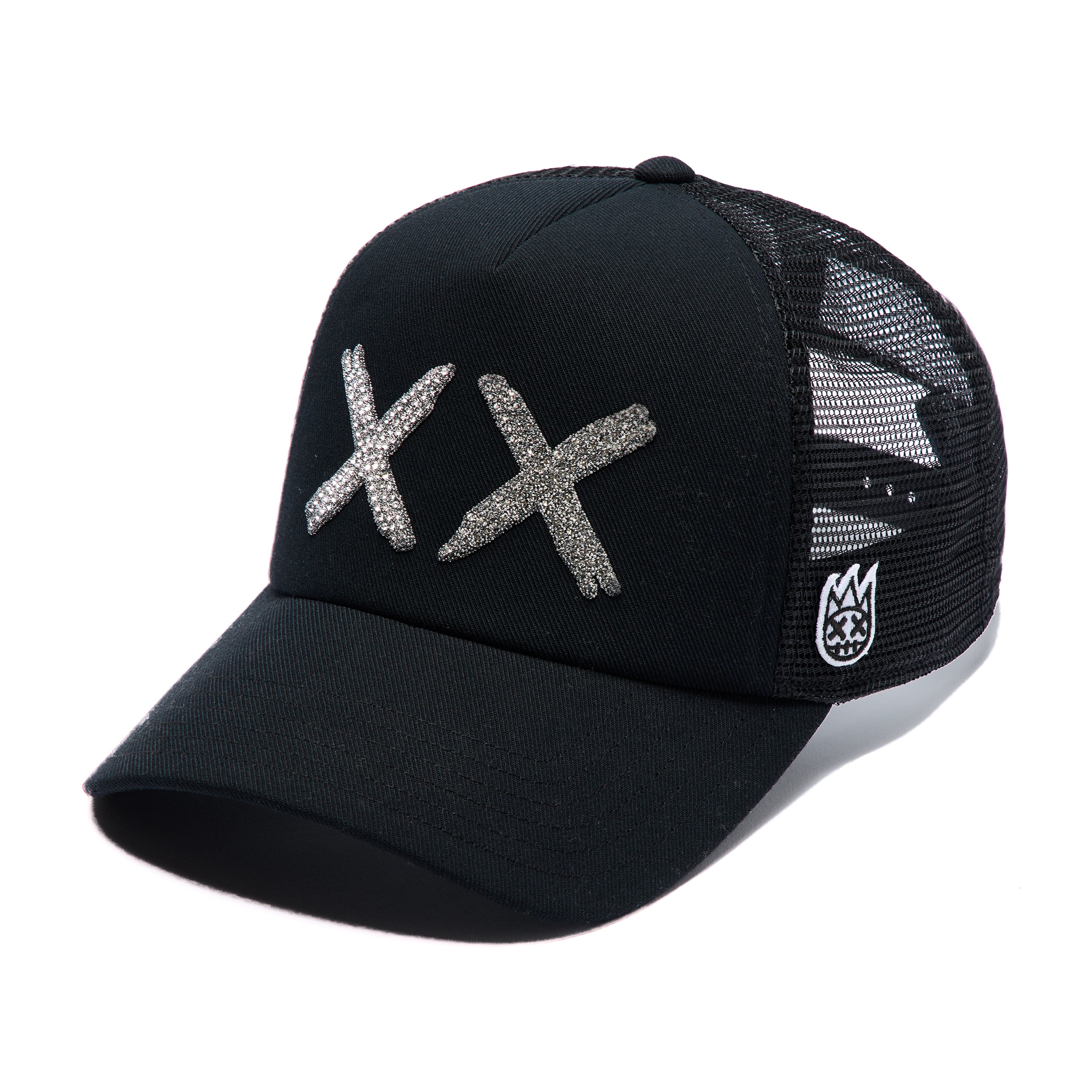 Cult's White Crystals Mesh Trucker Hat "XX" Logo In Black/White - Image 2