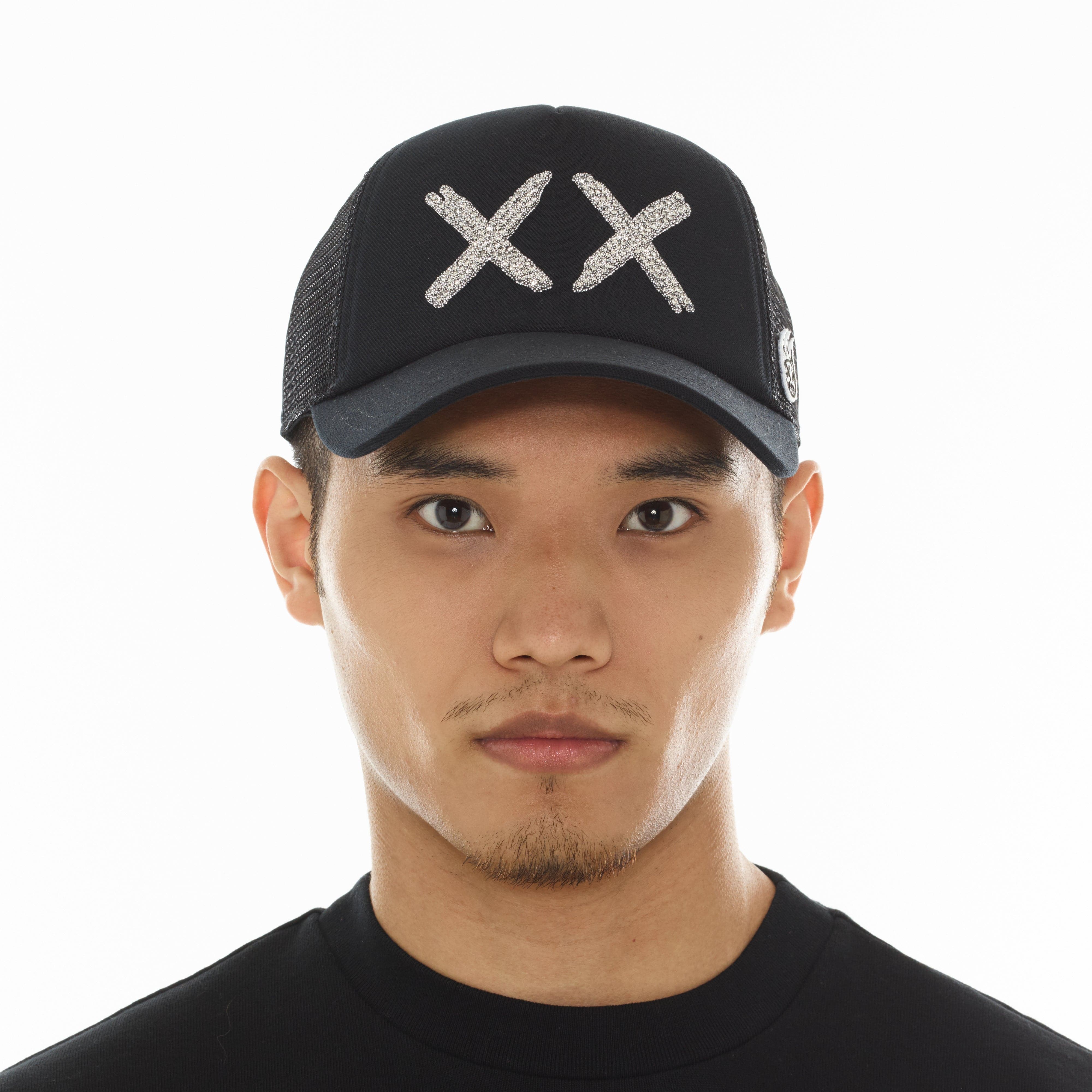 Cult's White Crystals Mesh Trucker Hat "XX" Logo In Black/White - Image 3