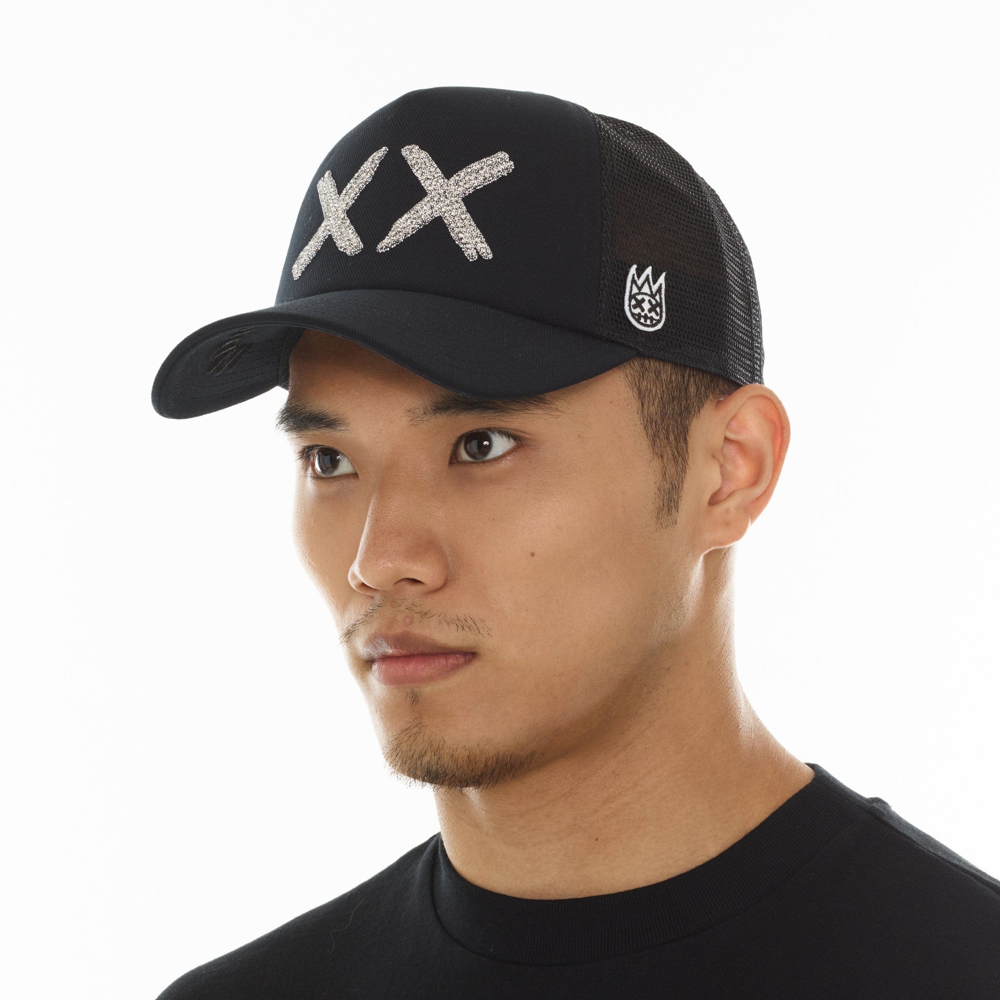 Cult's White Crystals Mesh Trucker Hat "XX" Logo In Black/White - Image 4