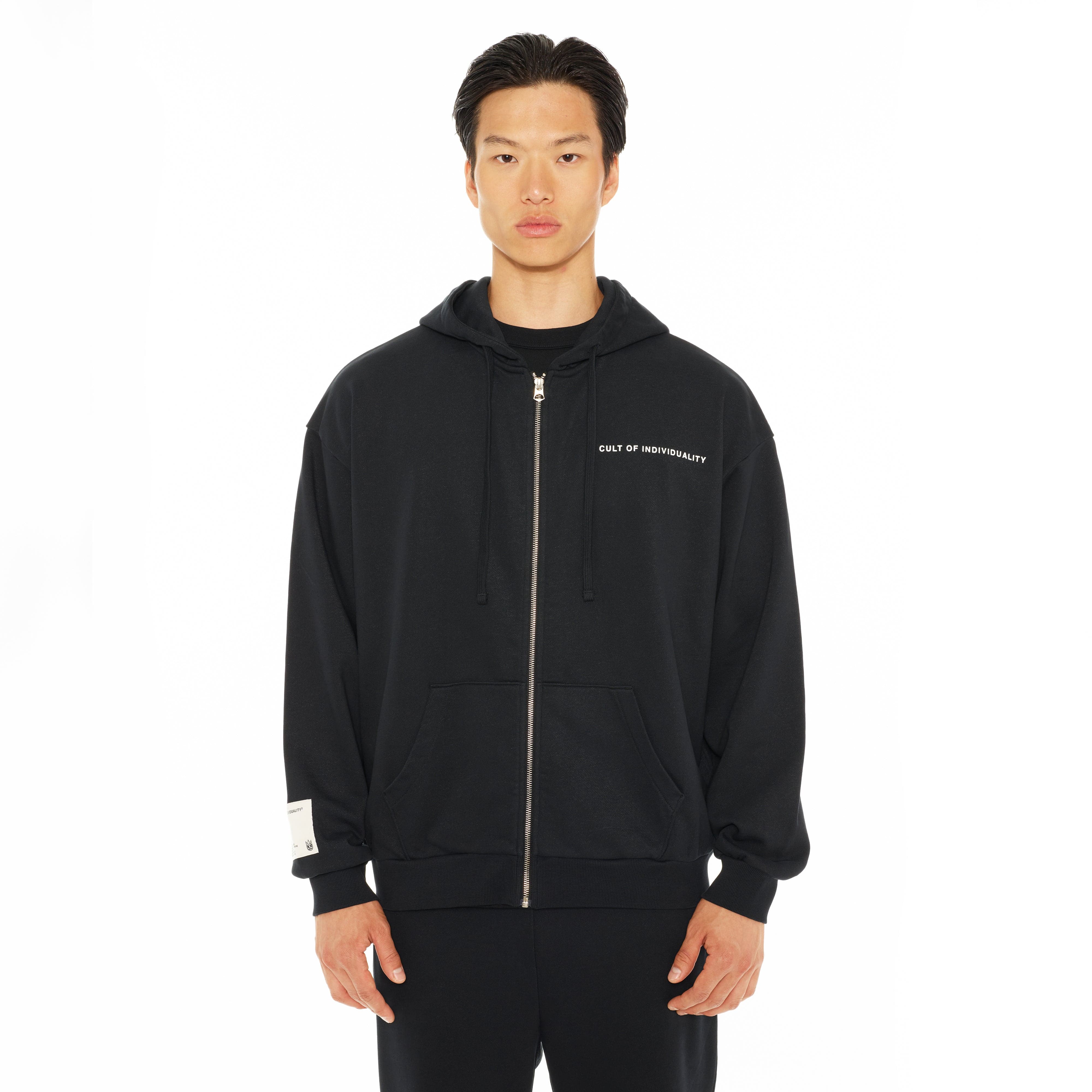 Cult's Zip Hooded Sweatshirt in Black - Image 2