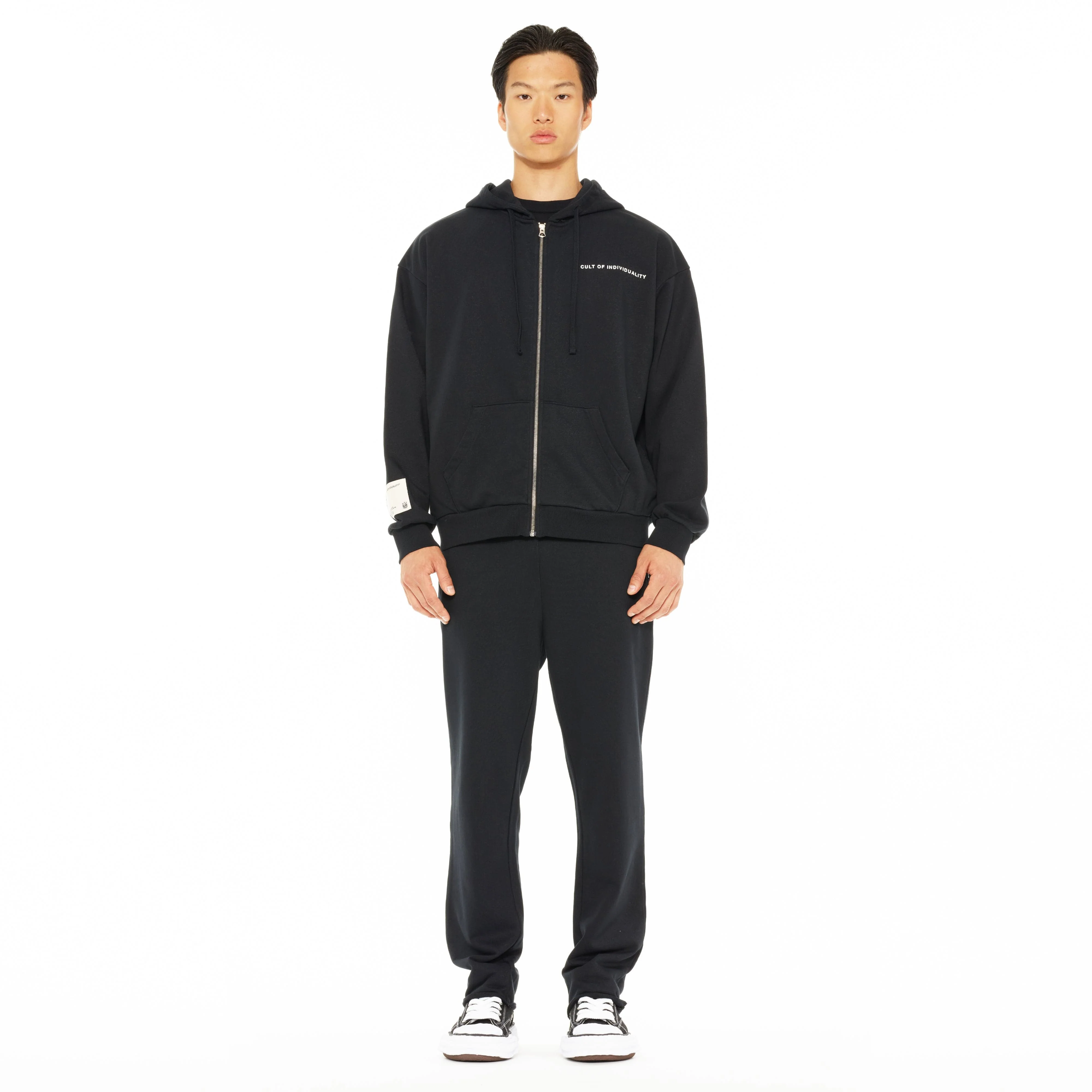 Cult's Zip Hooded Sweatshirt in Black - Image 4