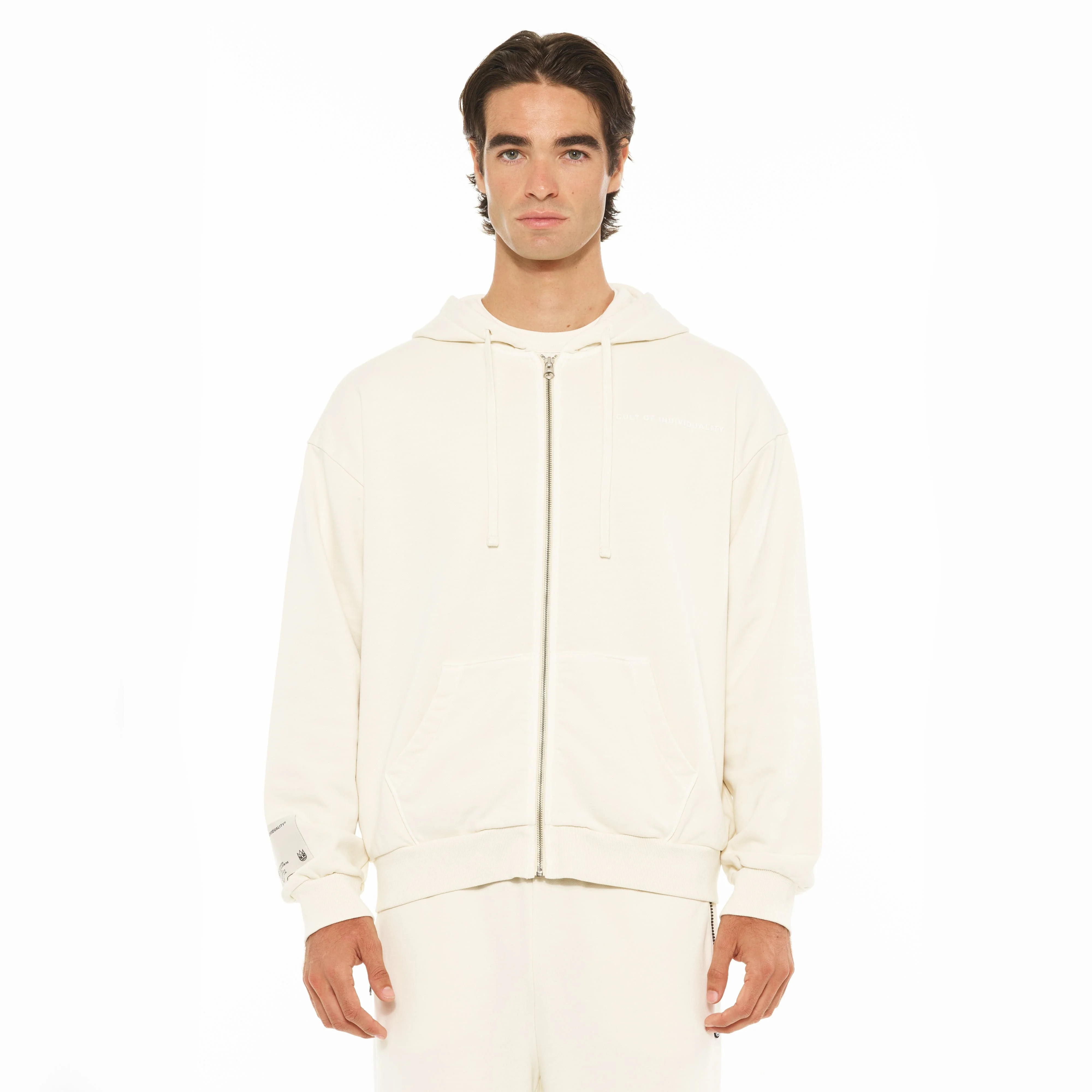 Cult's Zip Hooded Sweatshirt in Winter White - Image 2