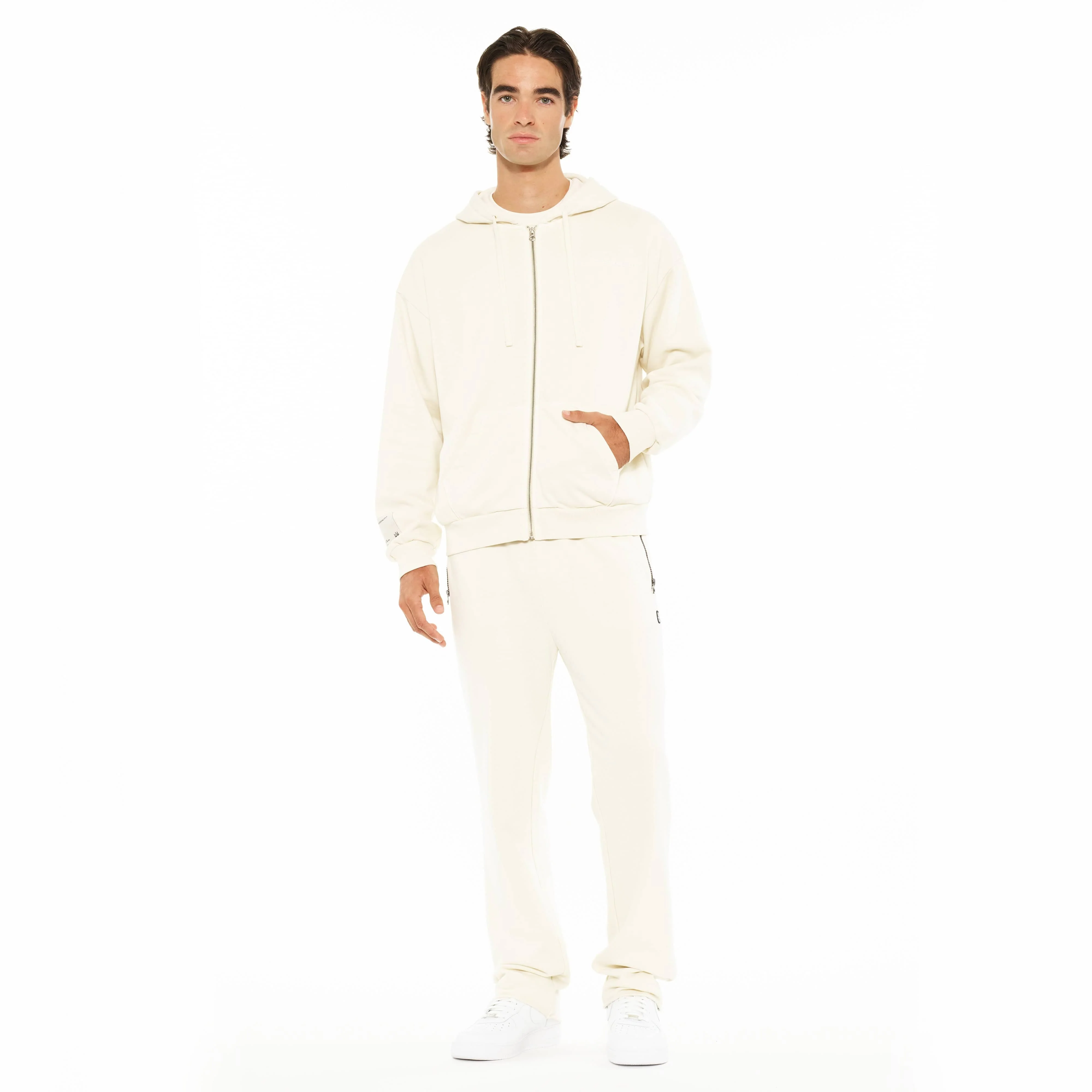 Cult's Zip Hooded Sweatshirt in Winter White - Image 4