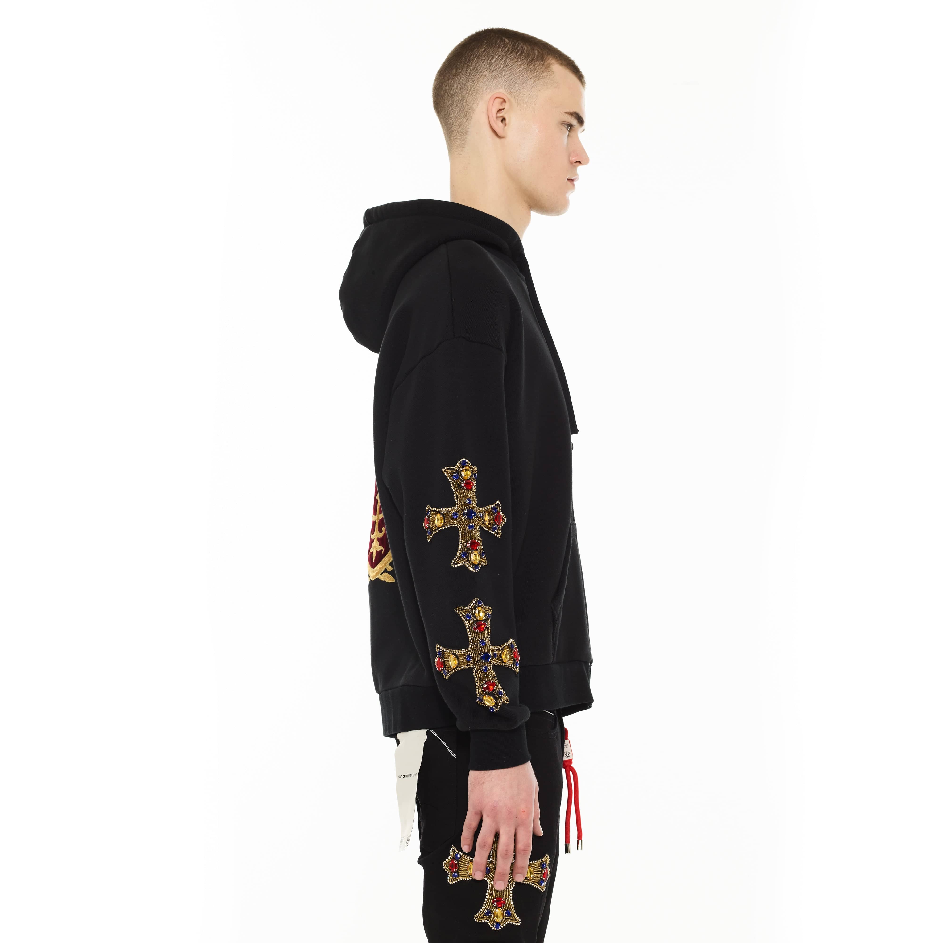 Cult's Zip Novelty Hoody "Family Crest" in Black - Image 4
