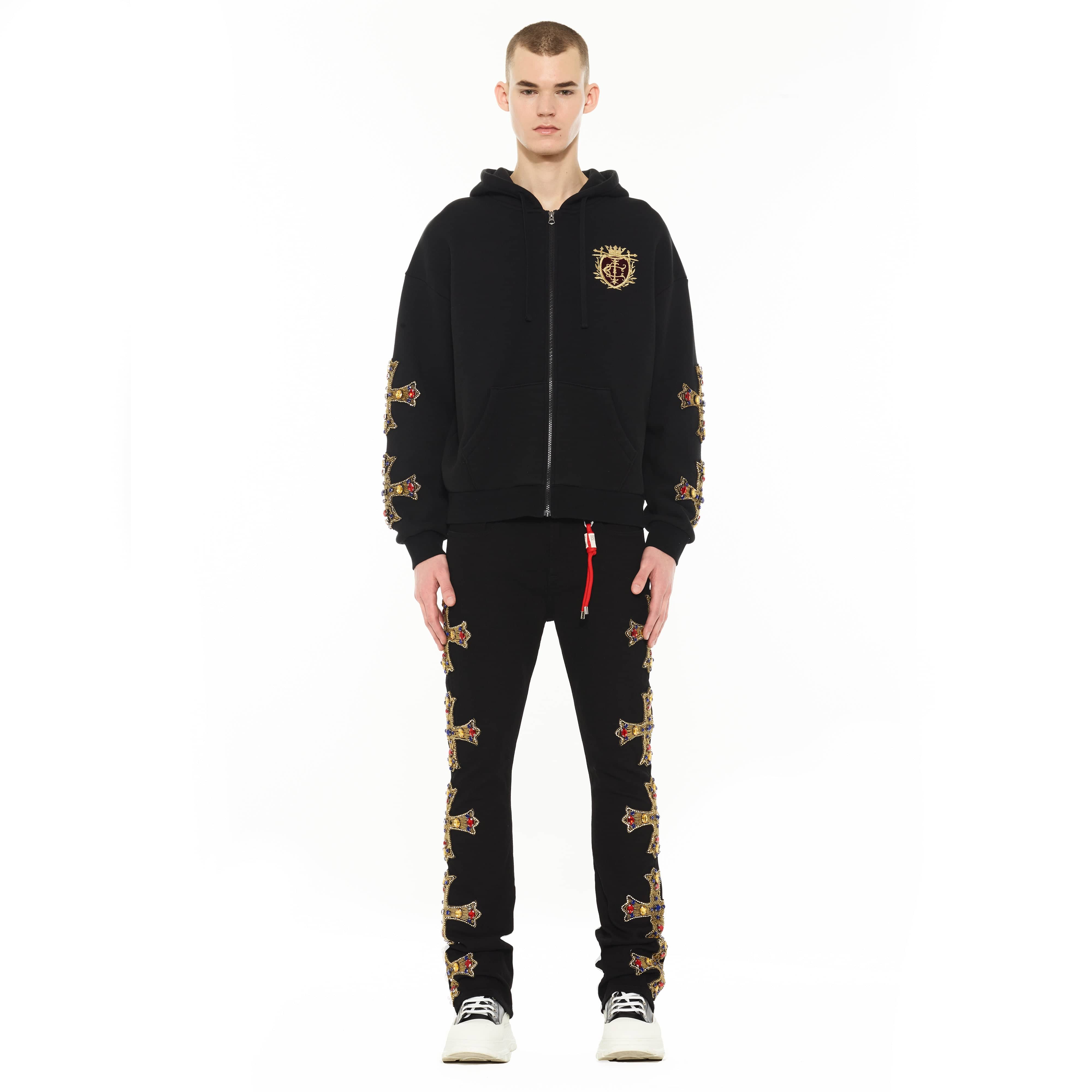 Cult's Zip Novelty Hoody "Family Crest" in Black - Image 5