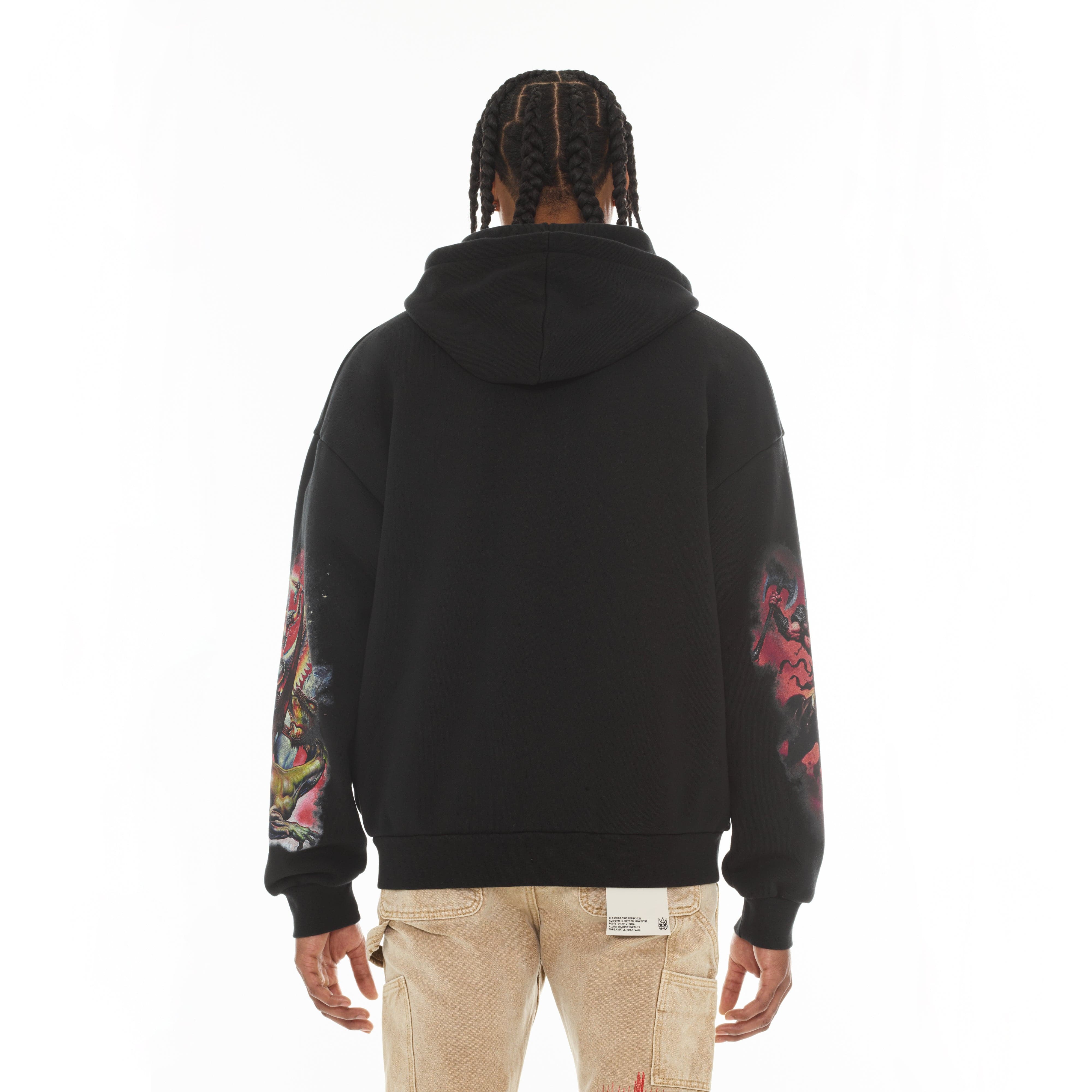 Cult's Zip Novelty Hoody "Horseman" in Black - Image 3
