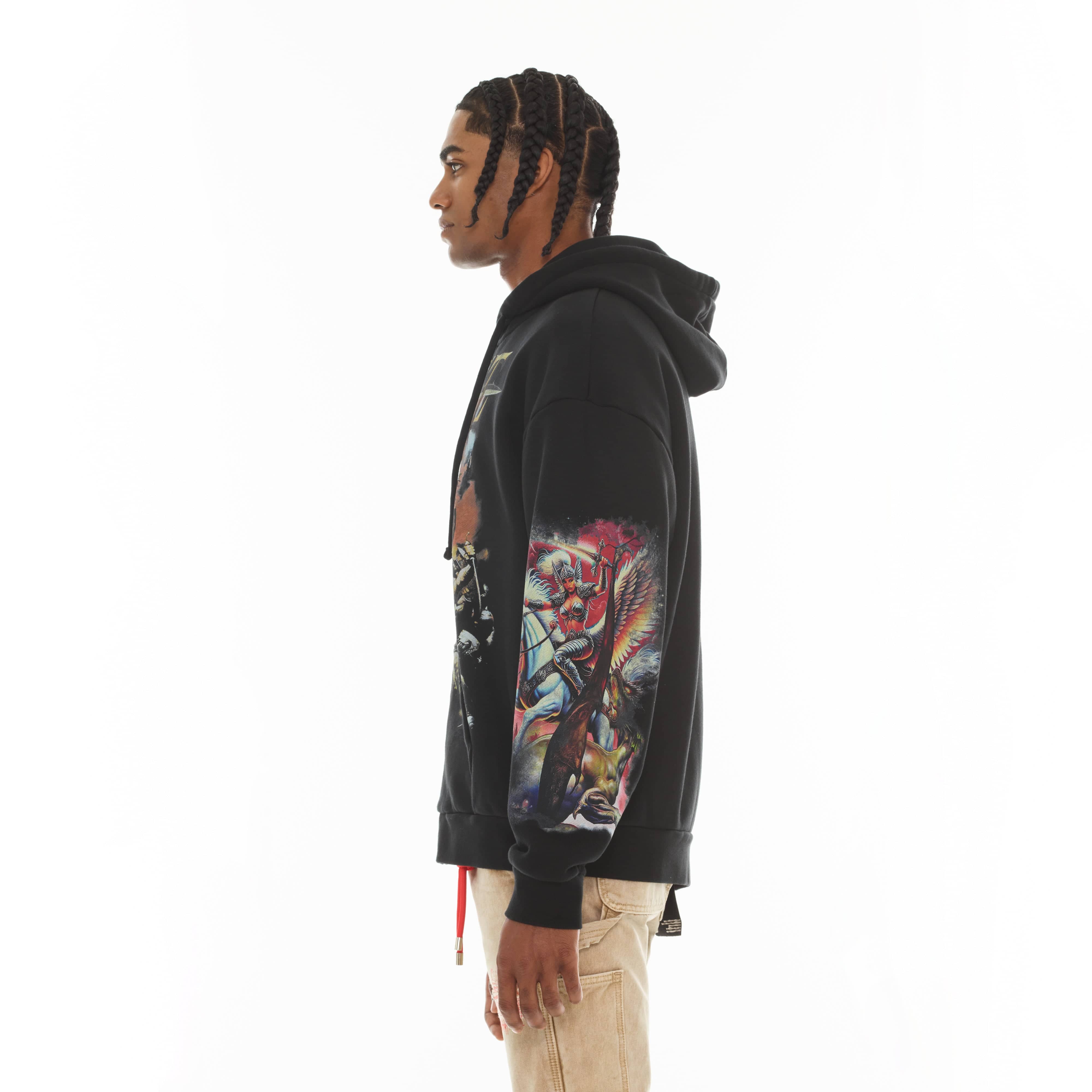 Cult's Zip Novelty Hoody "Horseman" in Black - Image 5
