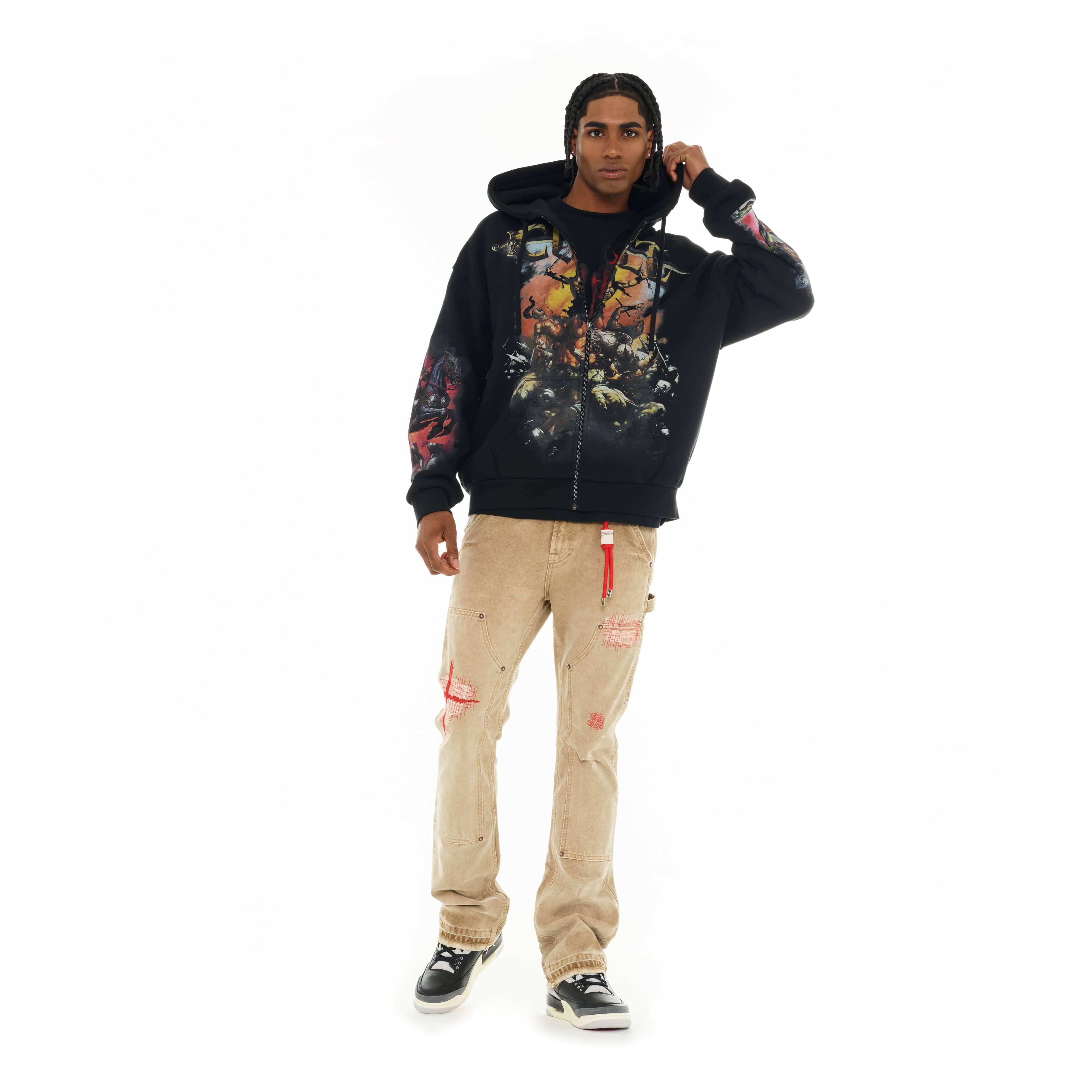 Cult's Zip Novelty Hoody "Horseman" in Black - Image 6