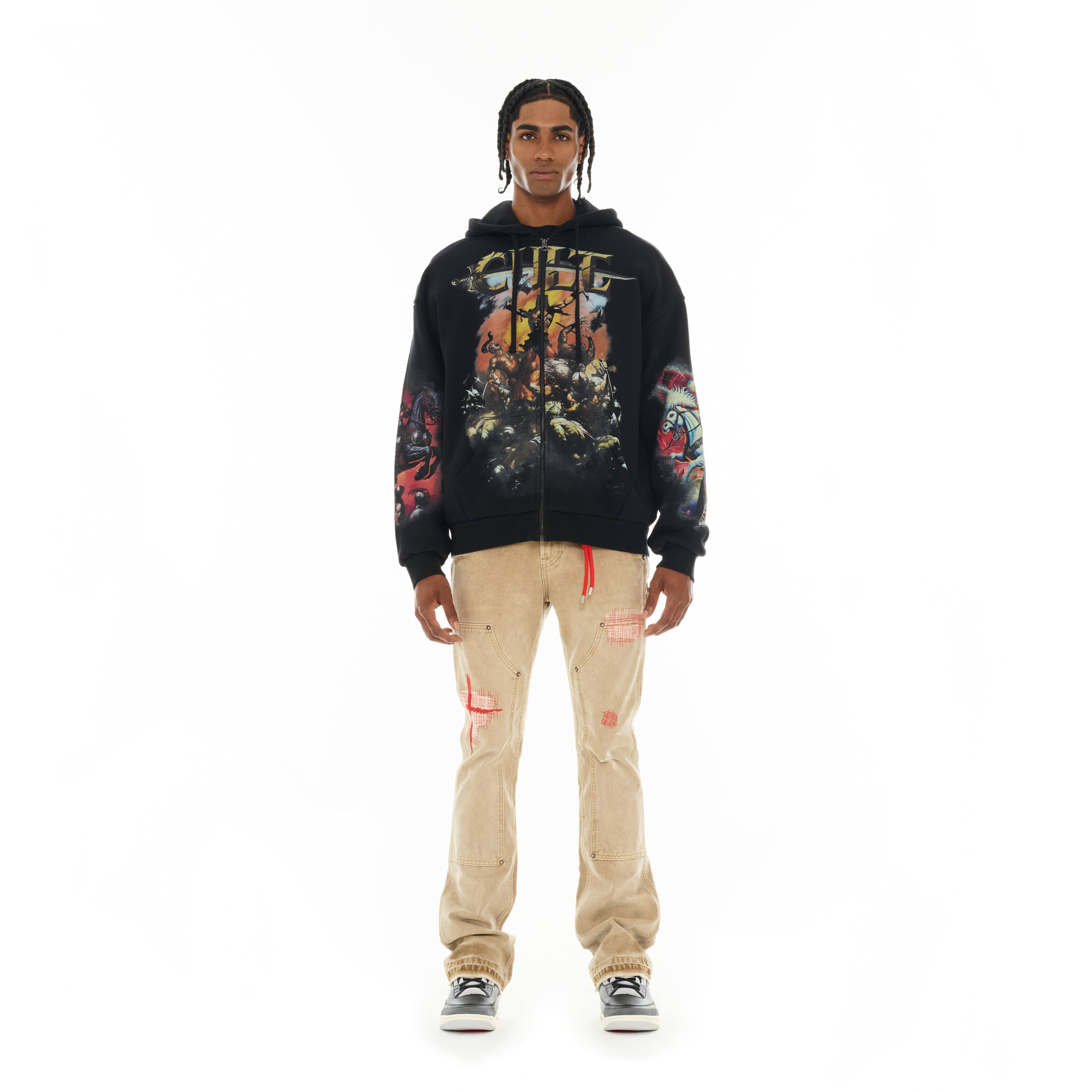 Cult's Zip Novelty Hoody "Horseman" in Black - Image 7