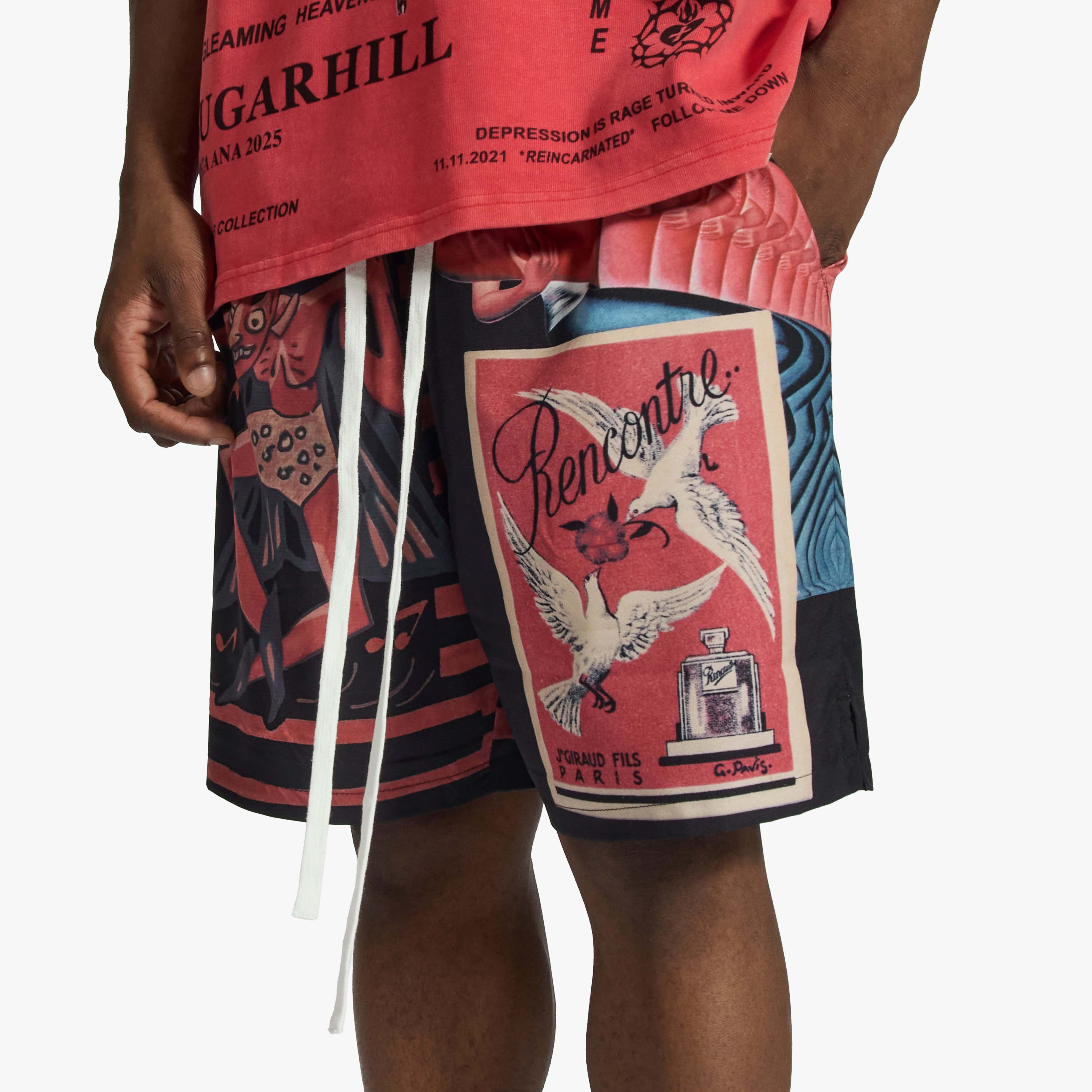 "Dancing" Poly Shorts (black/red)