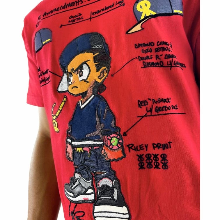 De Kryptic The Boondocks Riley Blueprints Embroidered T Shirt (Red) BD-KT-037 - Image 2