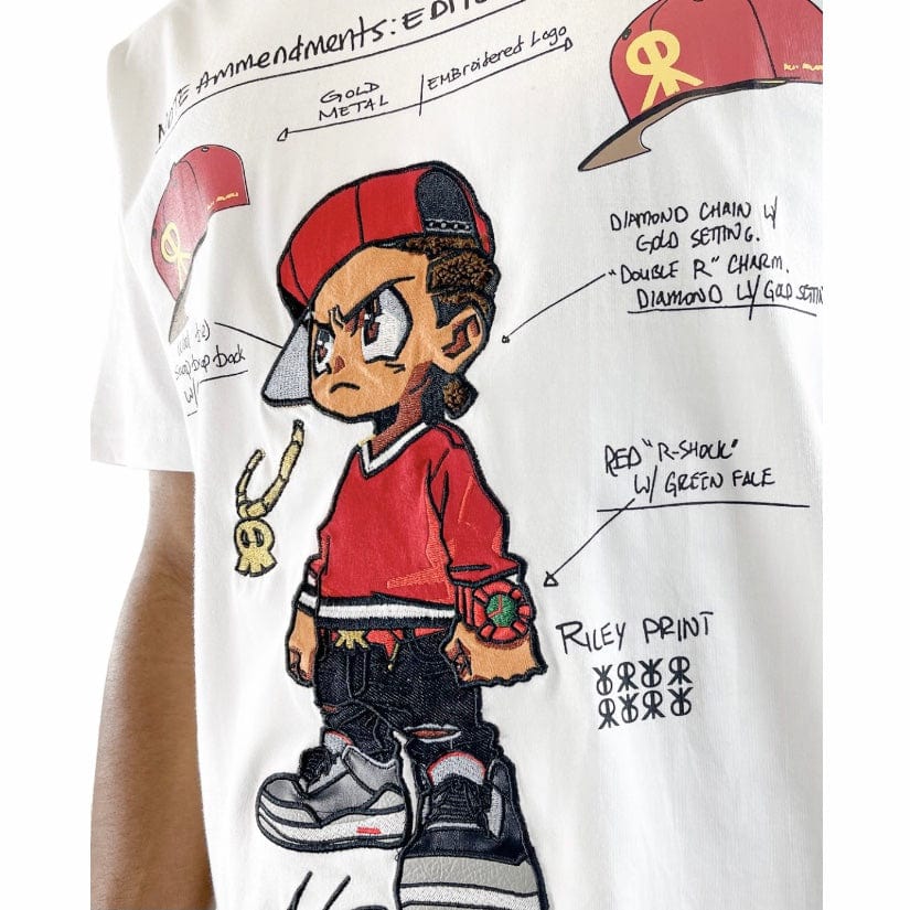 De Kryptic The Boondocks Riley Blueprints Embroidered T Shirt (White) BD-KT-037 - Image 2