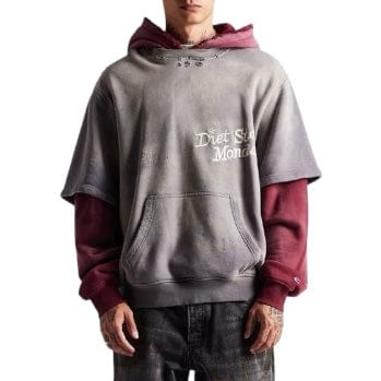 Diet Starts Monday Double Layer Hoodie (Washed Black/Maroon) - Image 5
