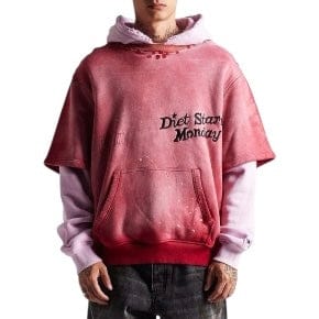 Diet Starts Monday Double Layer Hoodie (Washed Red/Pink) - Image 5