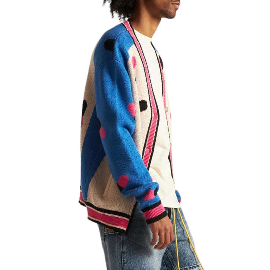 Diet Starts Monday Knitted Pill Cardigan (Blue/Cream) DSM-SPR24-019 - Image 4