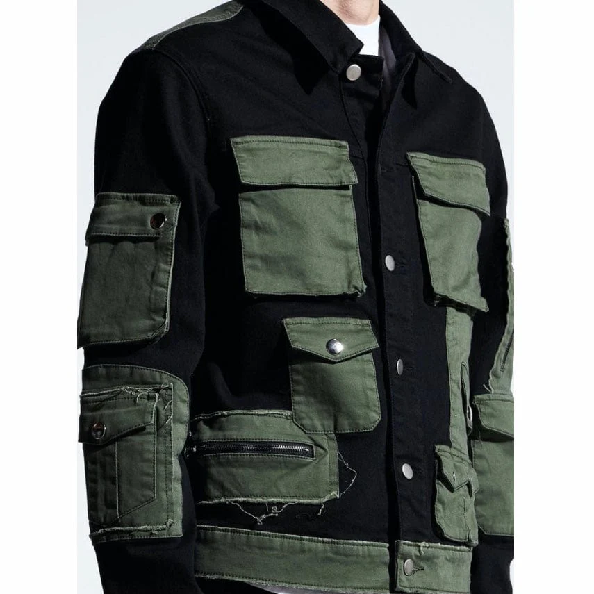 Embellish Operator Denim Jacket (Black/Green) EMBSP121-210 - Image 2