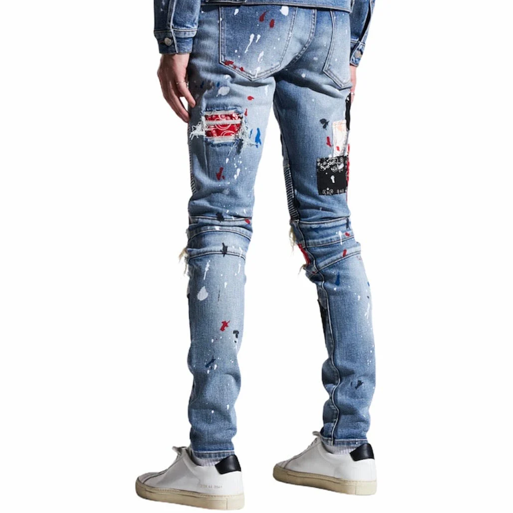 Embellish Rebel Biker Denim (Blue Patchwork) - Image 3