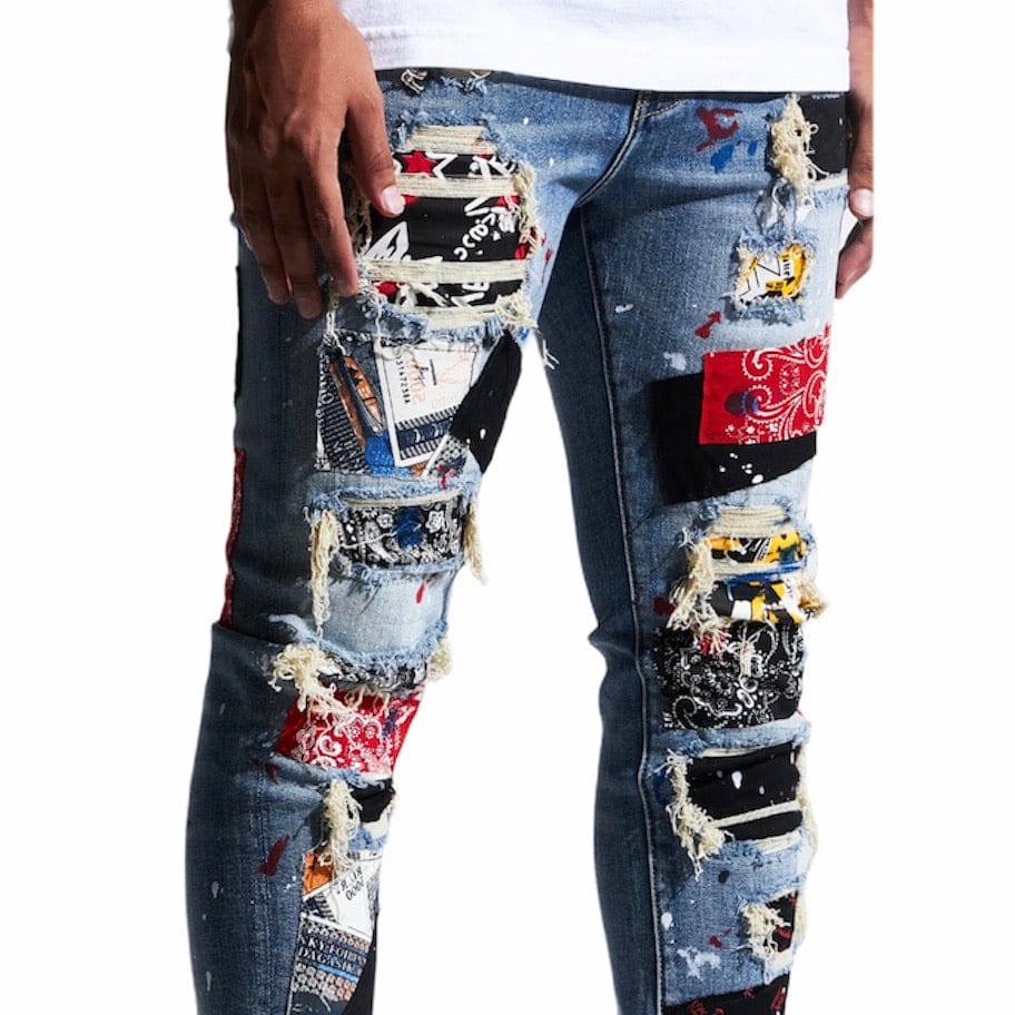 Embellish Rebel Rip & Repair Denim (Blue Patchwork) - Image 2