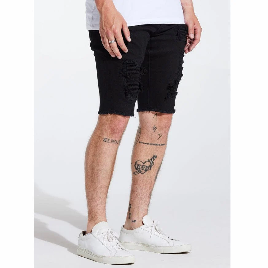 Embellish Rip & Repair Spencer Shorts (Jet Black) EMBSPNCR-SHRT - Image 3