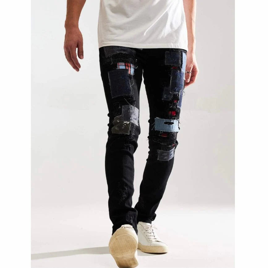 Embellish Silas Denim Jean (Black Patchwork) EMBF221-107 - Image 3