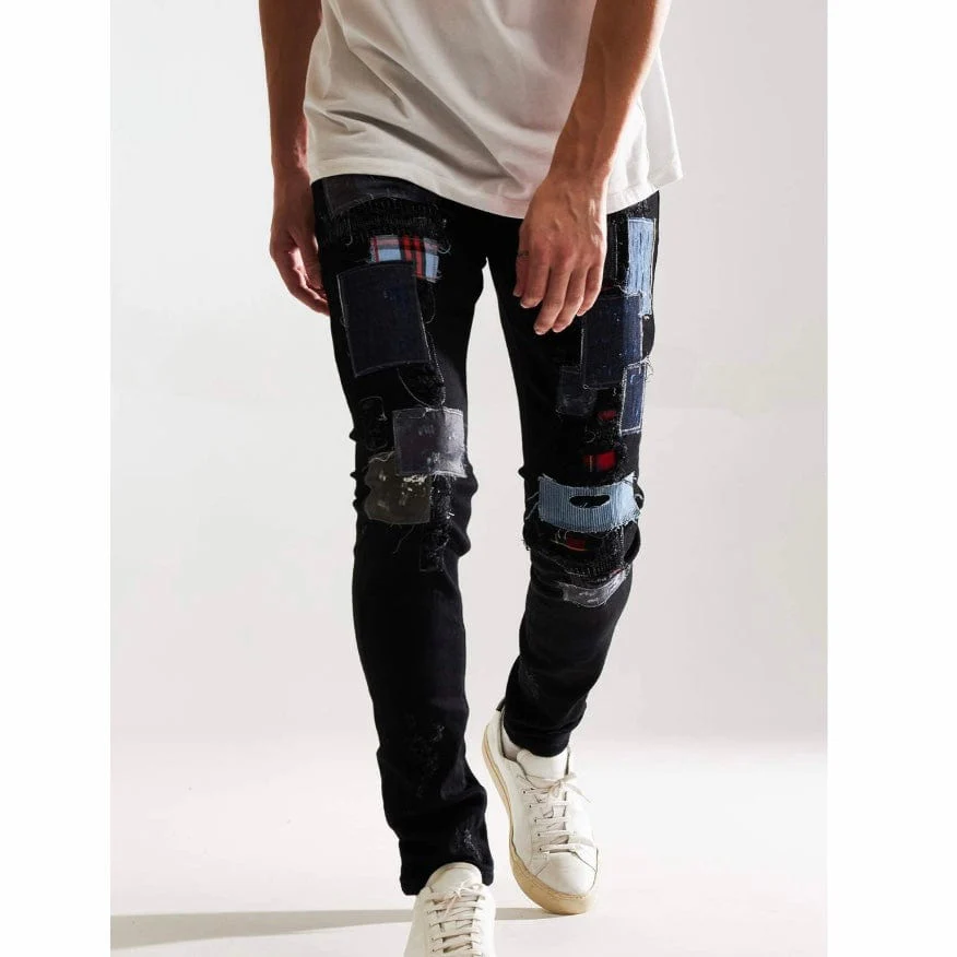 Embellish Silas Denim Jean (Black Patchwork) EMBF221-107 - Image 4