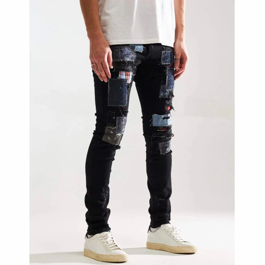 Embellish Silas Denim Jean (Black Patchwork) EMBF221-107 - Image 5