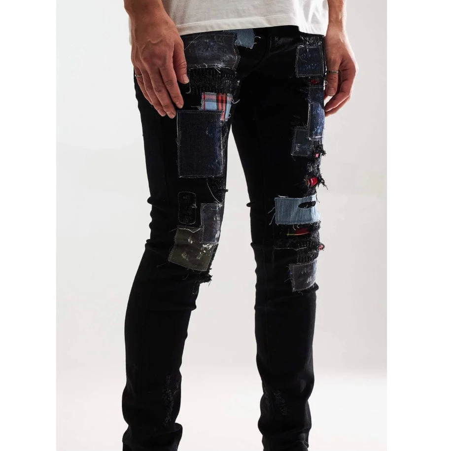 Embellish Silas Denim Jean (Black Patchwork) EMBF221-107 - Image 6
