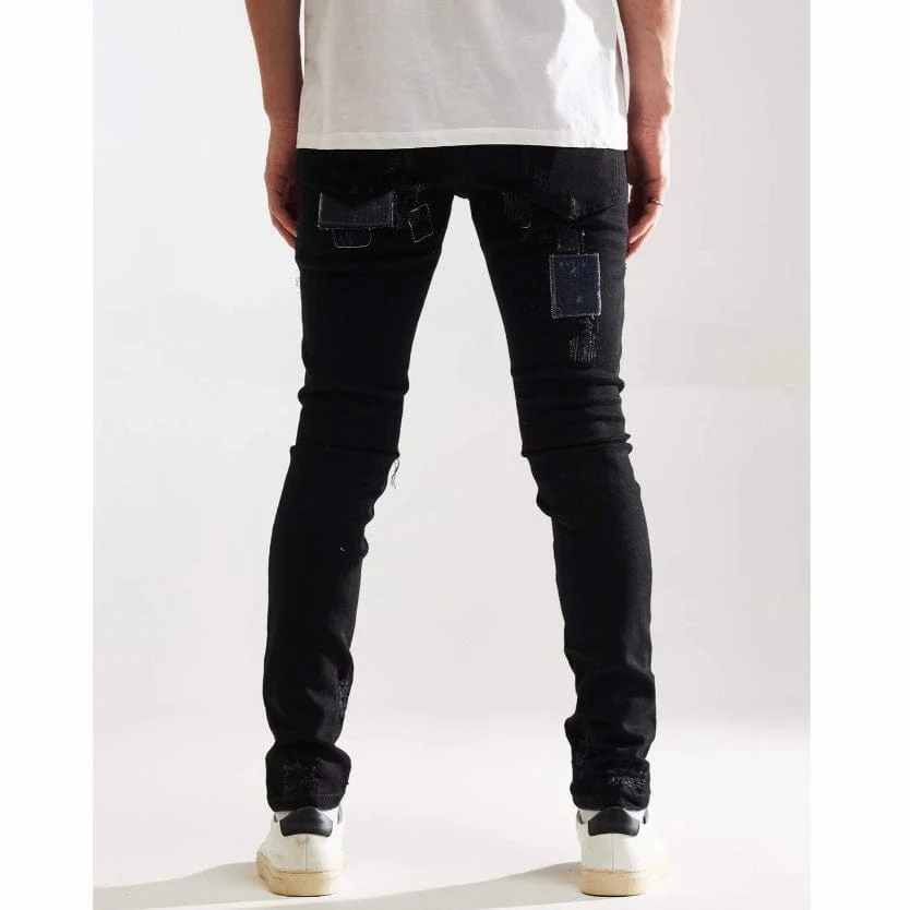 Embellish Silas Denim Jean (Black Patchwork) EMBF221-107 - Image 7