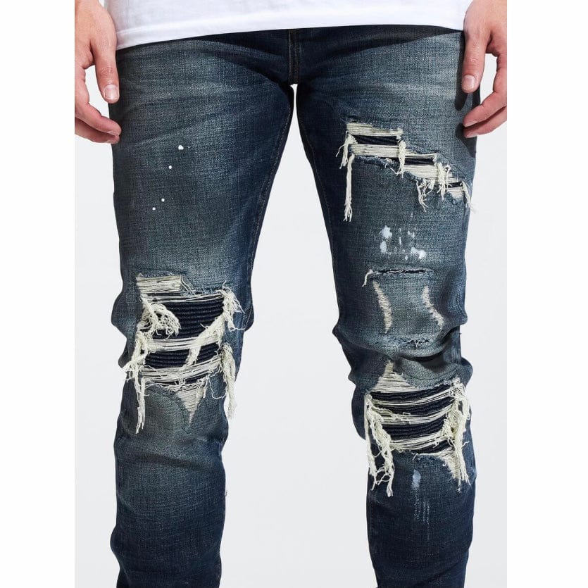 Embellish Slate Rip & Repair Denim (Medium Blue Wash) EMBHOL21-2-14 - Image 2