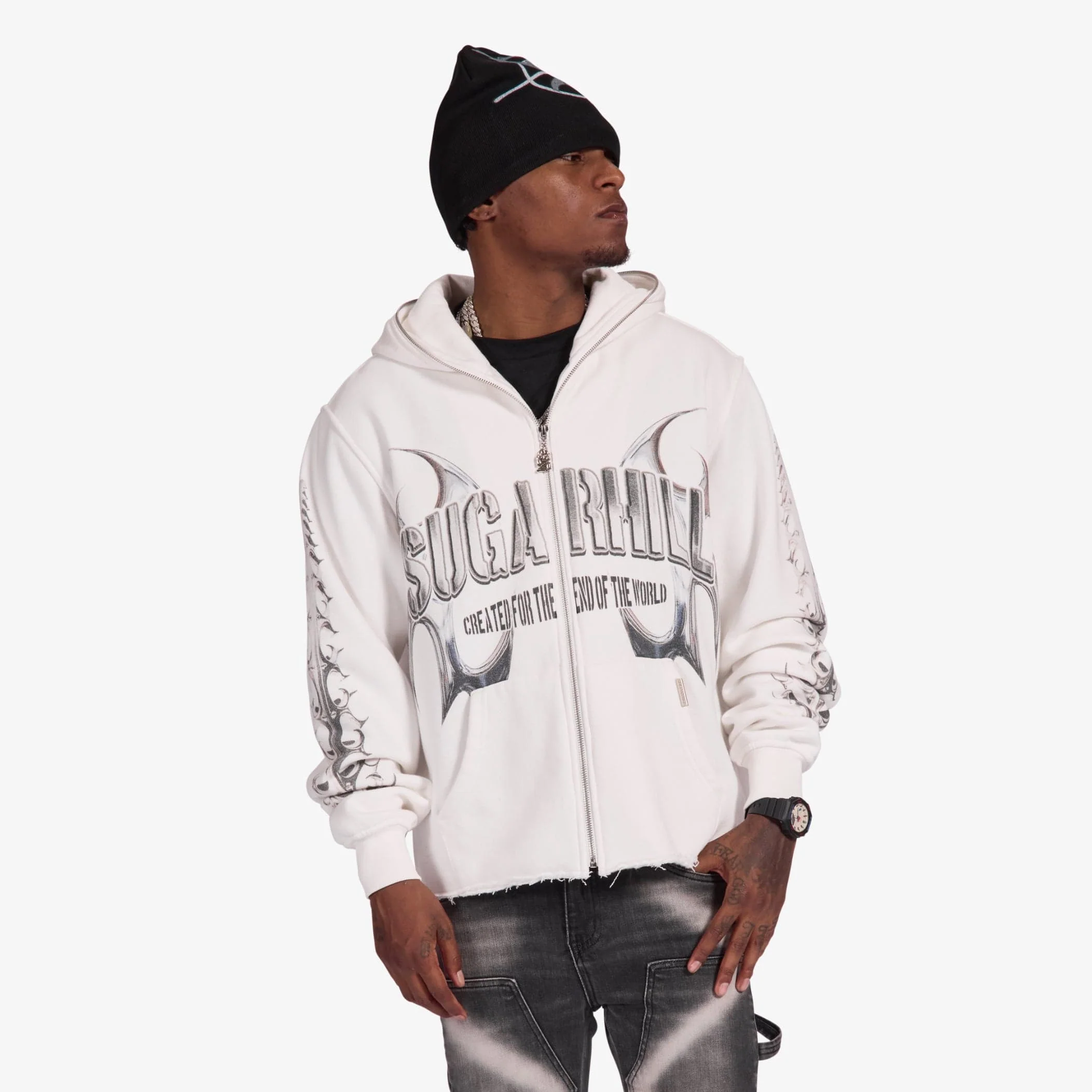 "End Of The World" Hoodie (white) - Image 3