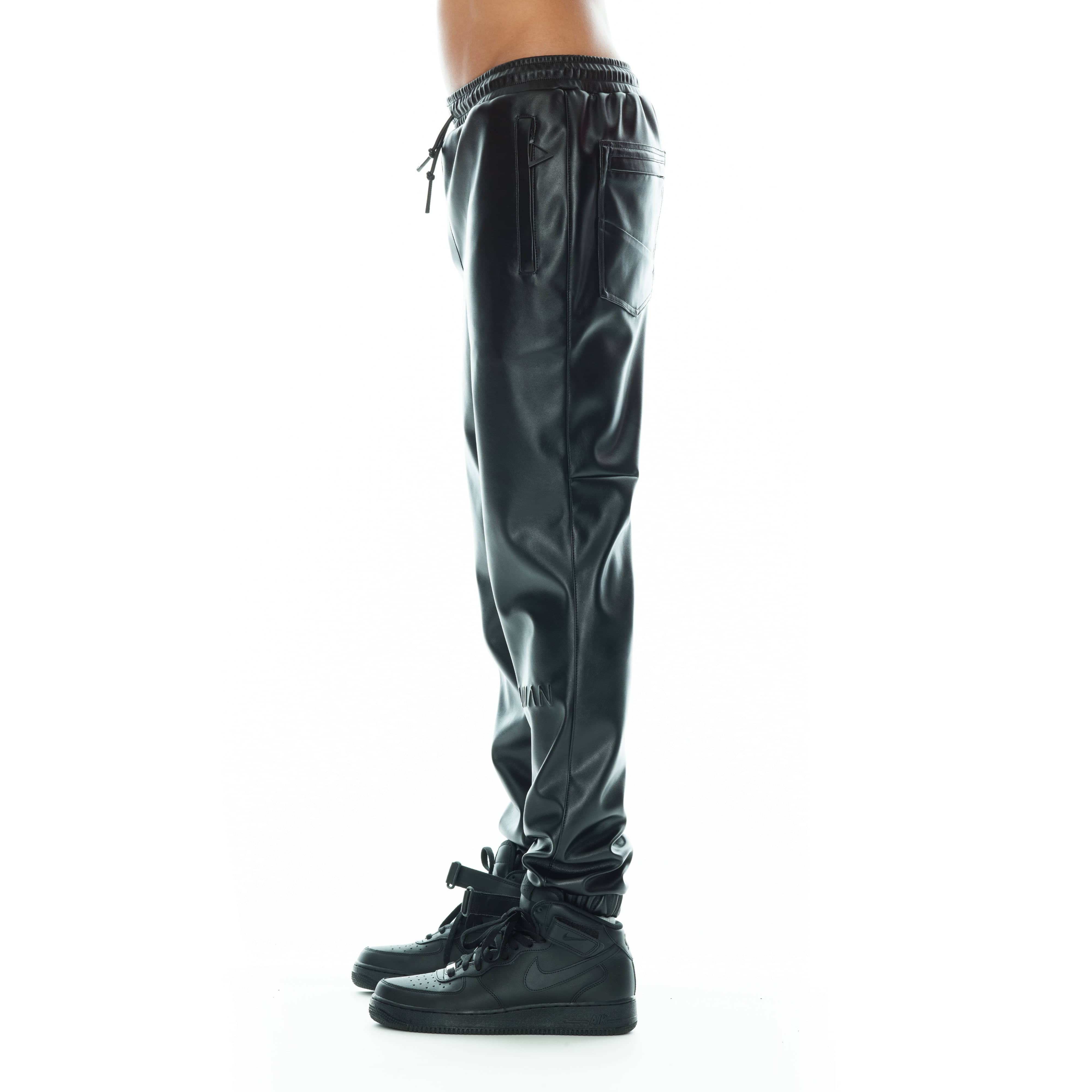 FAUX LEATHER JOGGER IN BLACK - Image 4