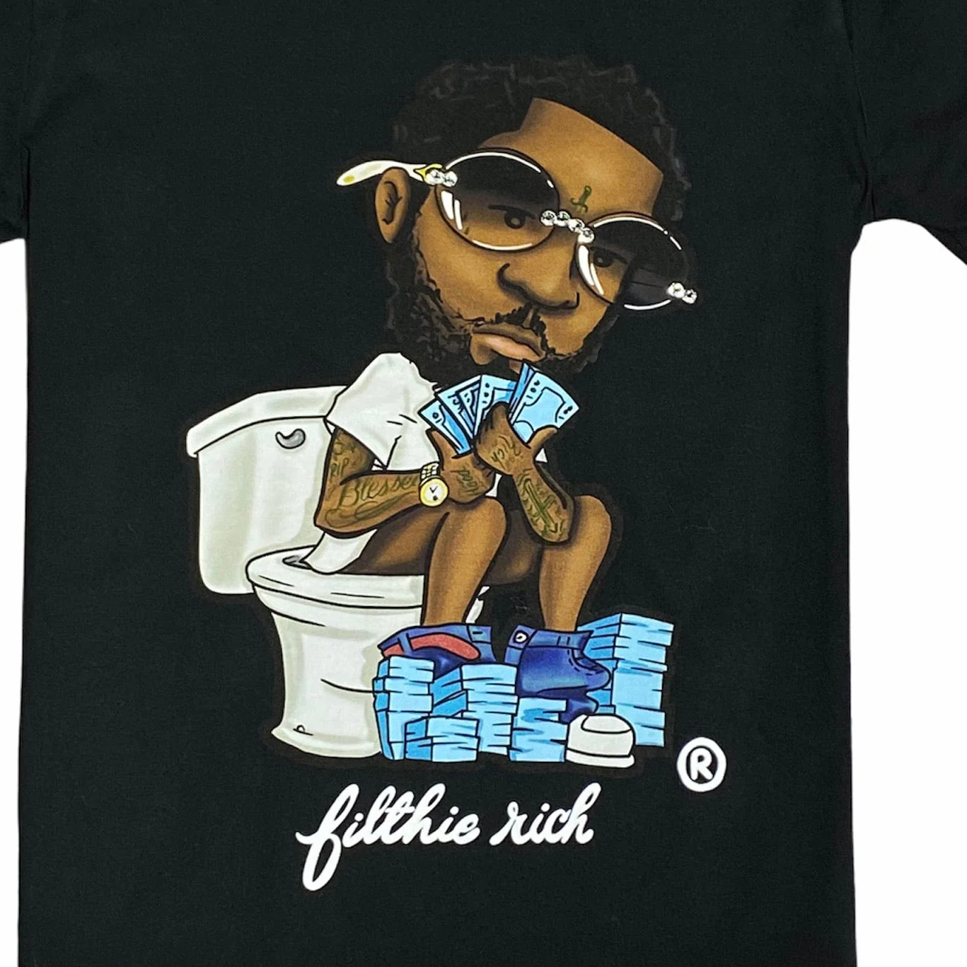 Filthie Rich Toilet Guy T Shirt (Black) - Image 2