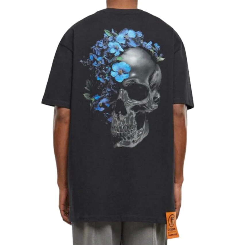 Forgotten Faces Flowered Skull Tee (Black) - Image 4