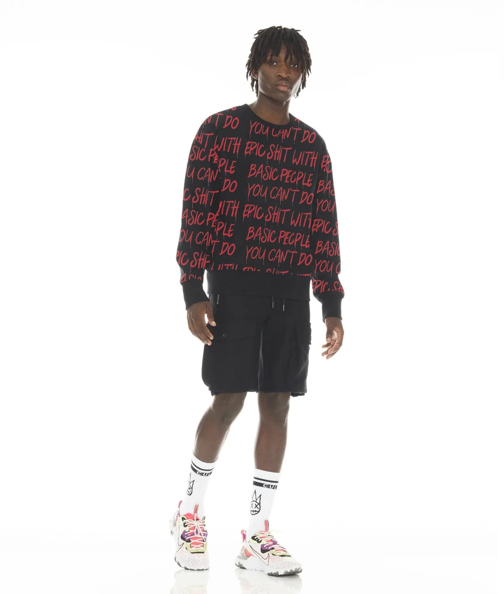 FRENCH TERRY CREWNECK SWEATSHIRT "CANT DO EPIC SHIT" IN BLACK - Image 3