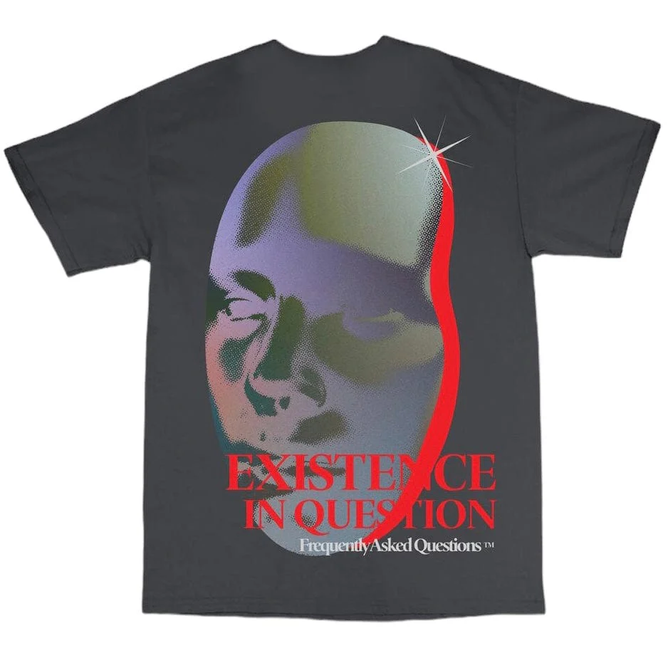 Frequently Asked Questions Existence T Shirt (Dark Grey) 24-409BP - Image 2