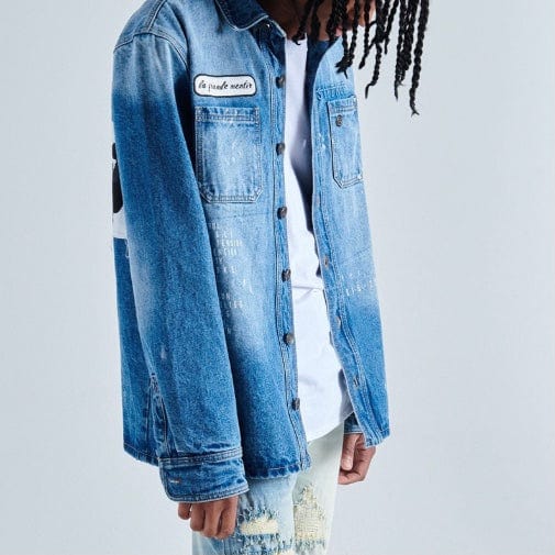Gala Mentirosa Button Up Denim Jacket (Medium Blue) G-SPR-23-001 - Image 4