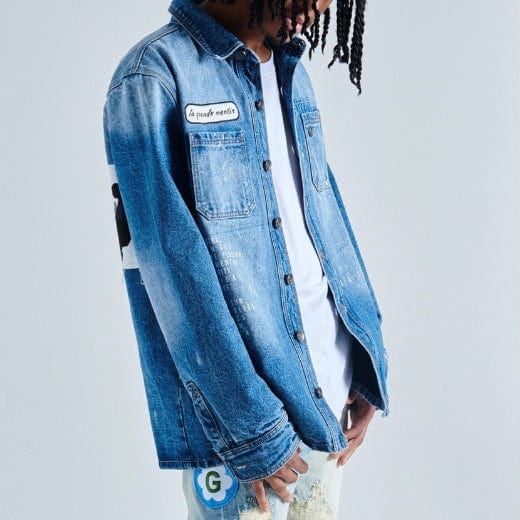 Gala Mentirosa Button Up Denim Jacket (Medium Blue) G-SPR-23-001 - Image 5